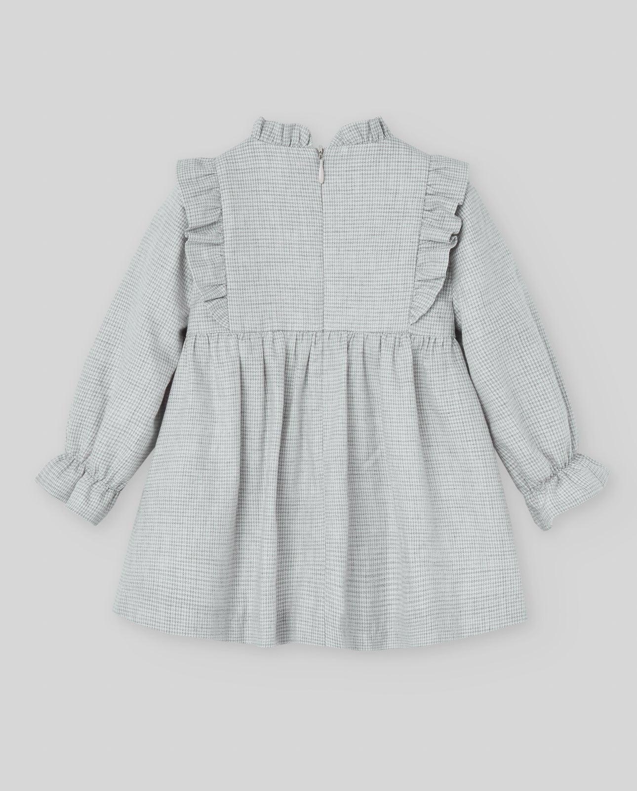 Vestido Tela Pata de Gallo "Camino" Gris Perla