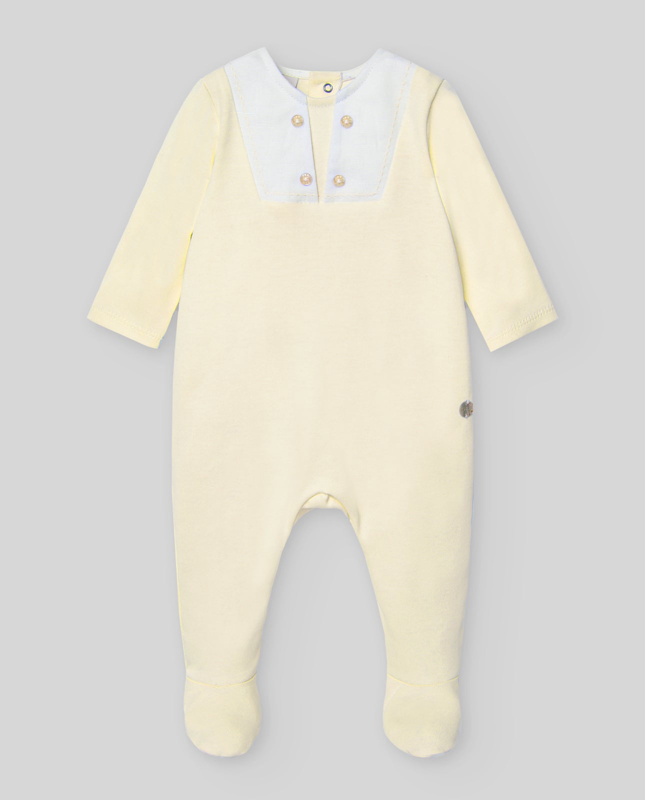 Pelele Niño Cuello Marinero "Interlock" en Amarillo/Blanco