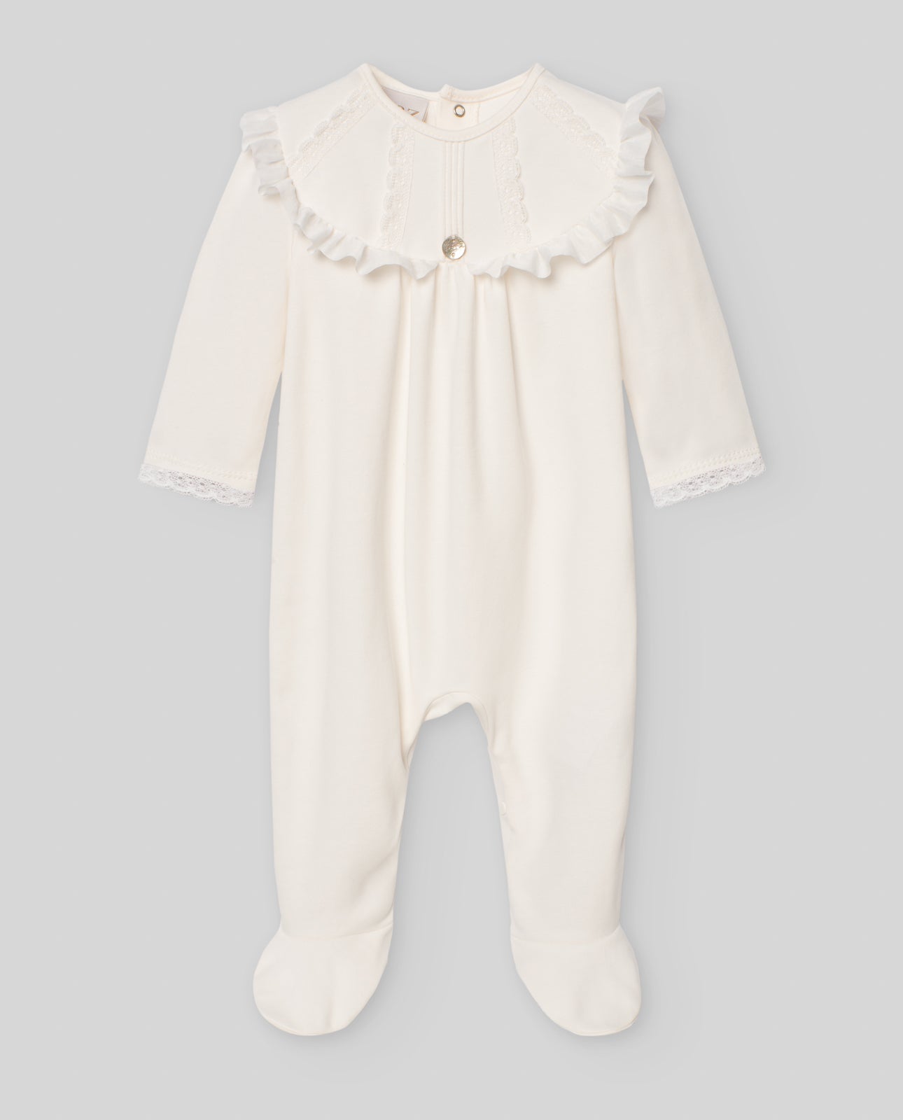 Pelele Largo Canesu Volante "Interlock" en Crudo