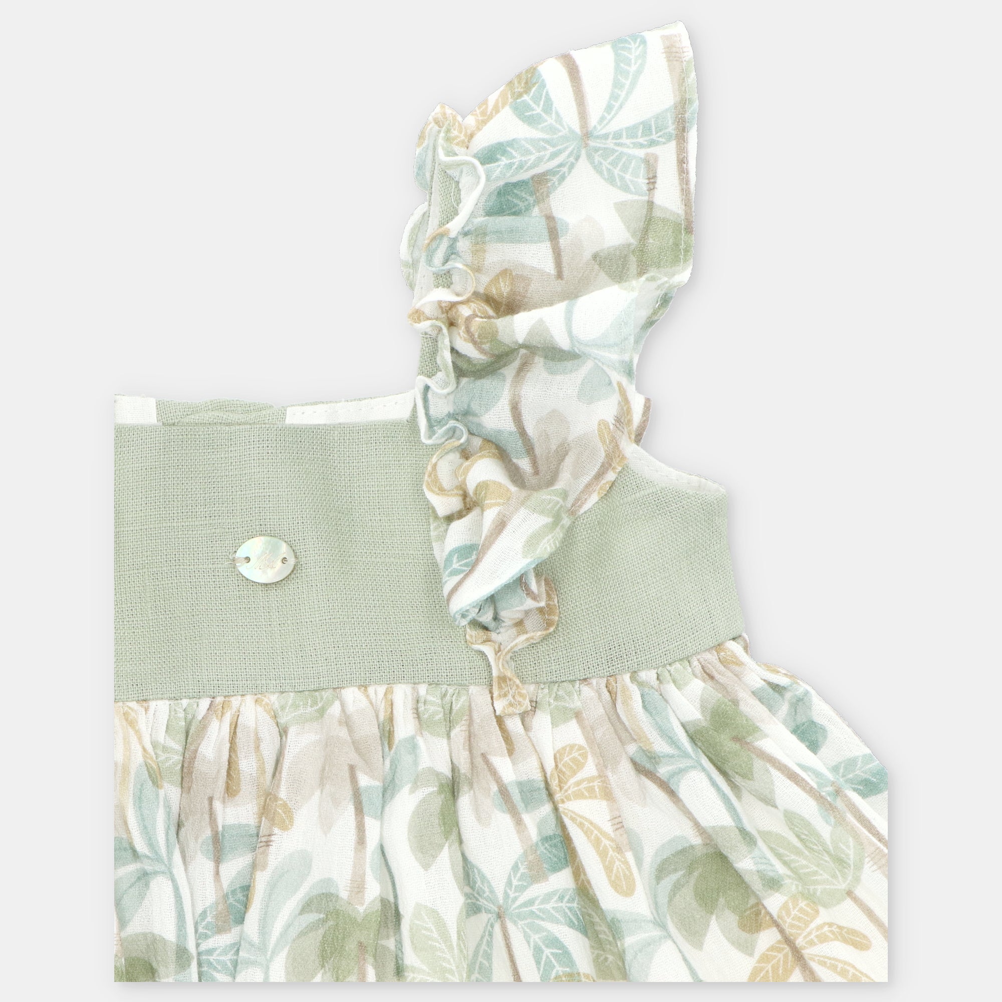 Conjunto Vestido y Cubrepañal Niña Palmi en Verde