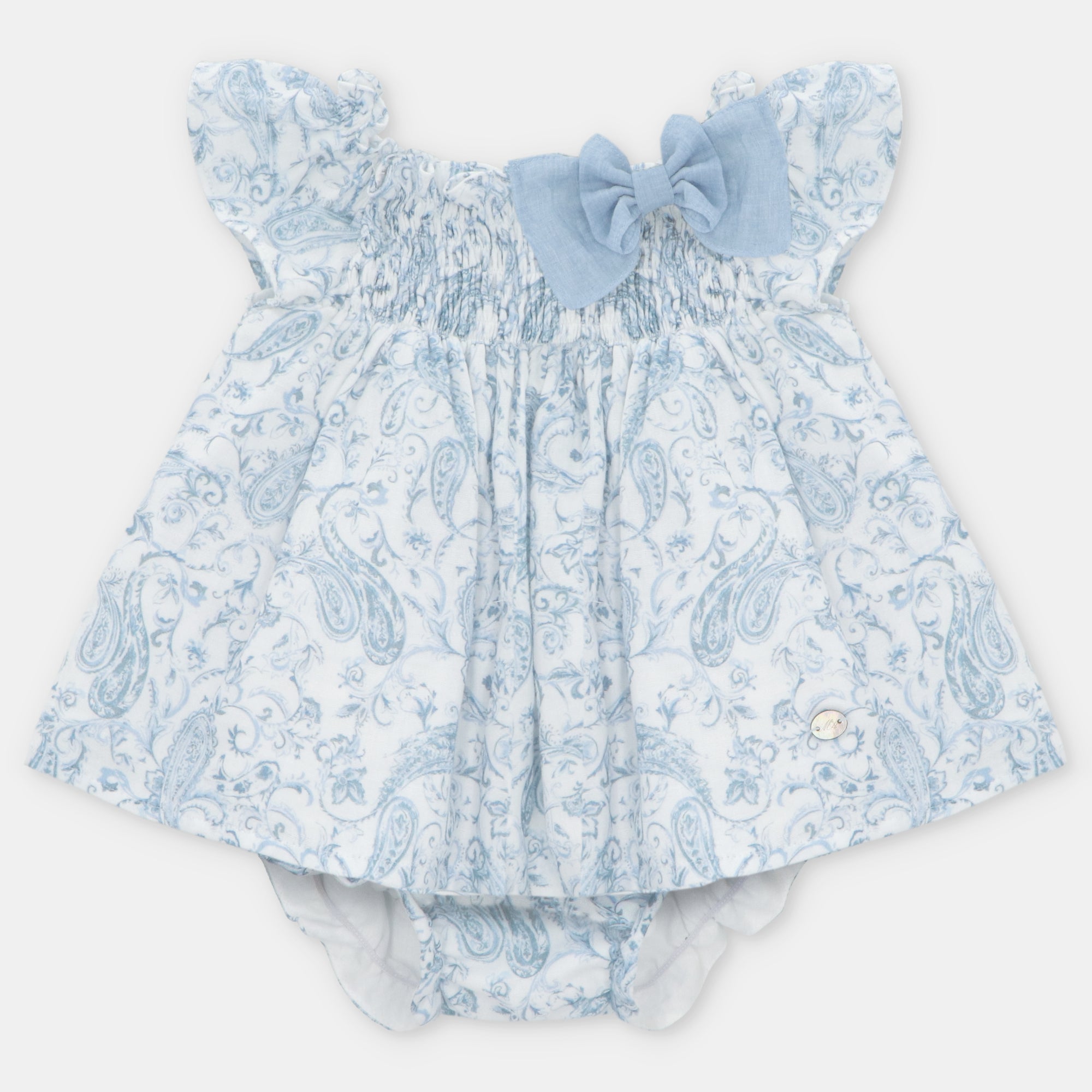 Conjunto Vestido, Cubrepañal y Bonnet Niña Verona