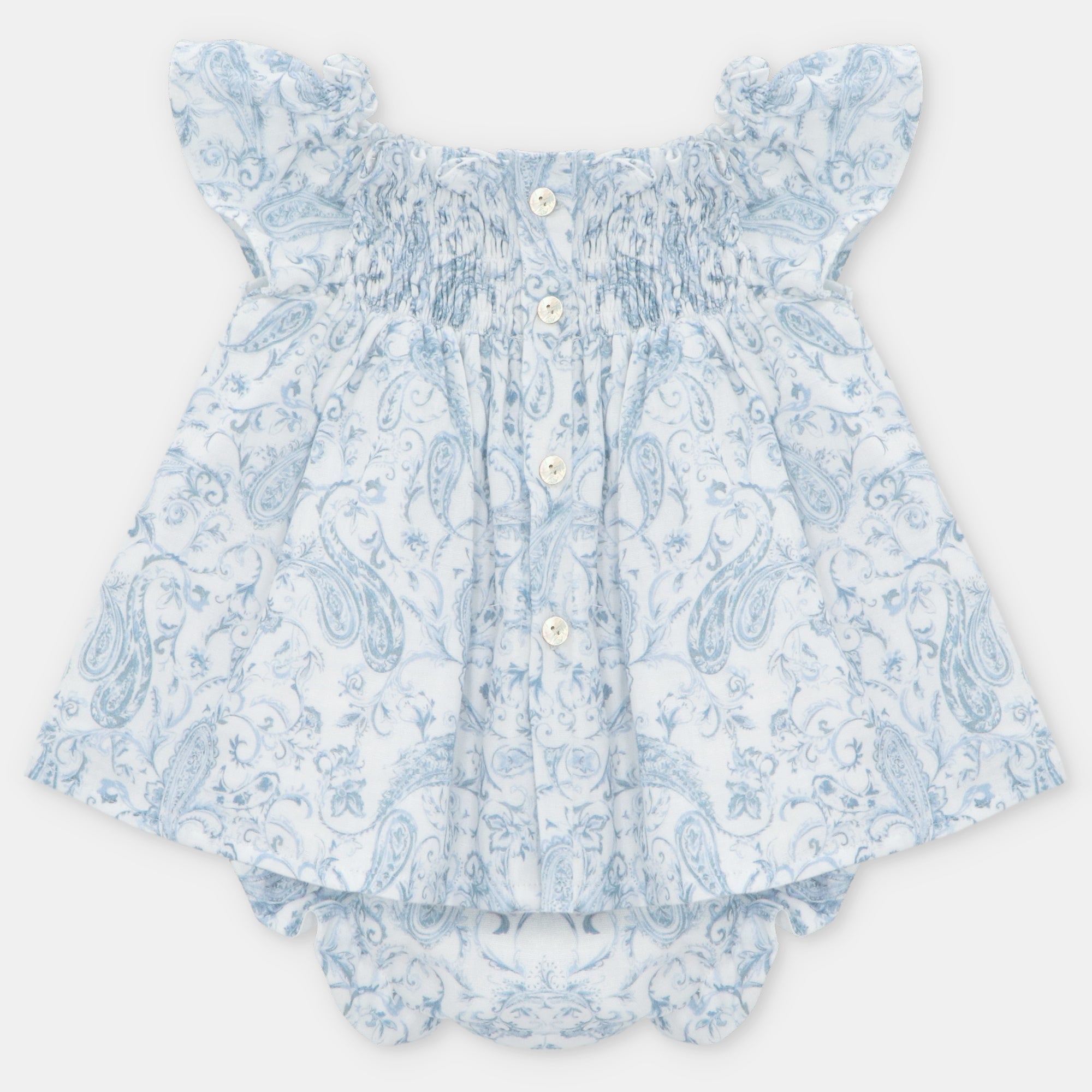 Conjunto Vestido, Cubrepañal y Bonnet Niña Verona