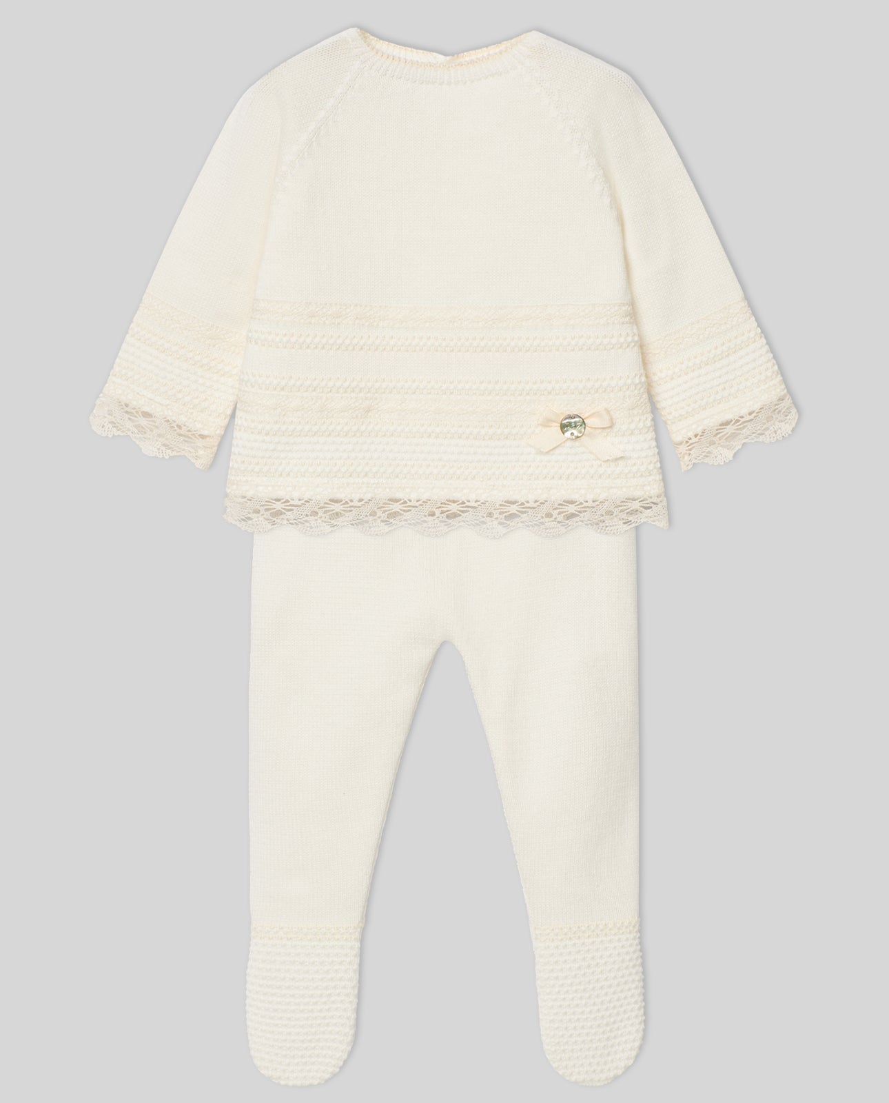 Conjunto Jubon, Polaina y Capota Niña "Paz V25"