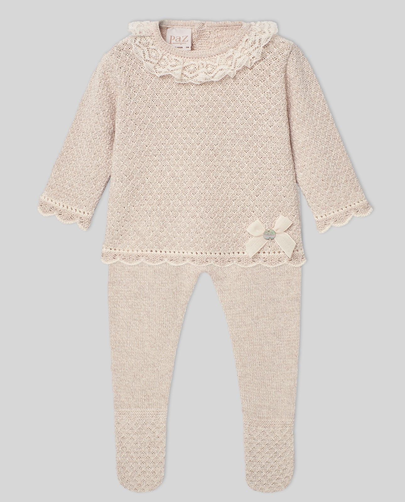 Conjunto Jubon, Polaina y Capota Niña "Area" Natural