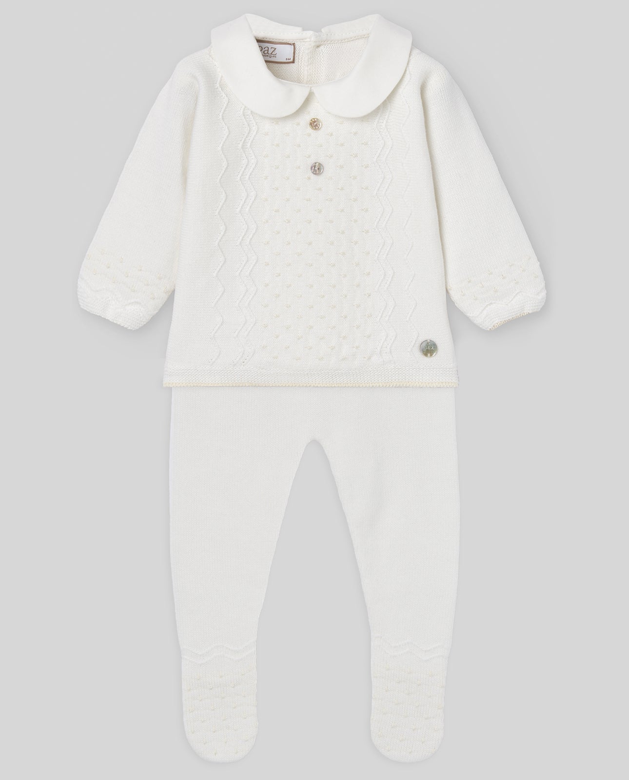 Conjunto Niño JUBON + POLAINA "PAZ V26" en crudo