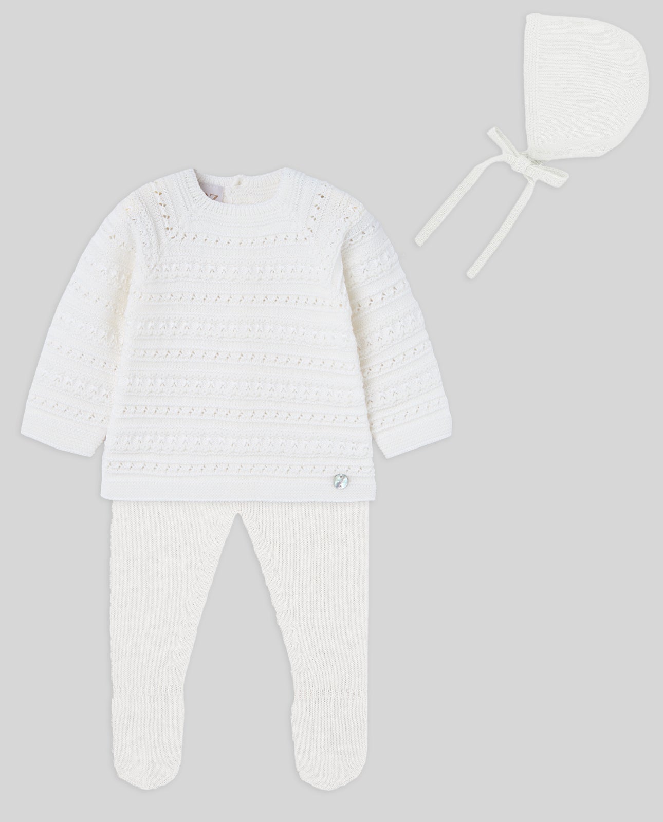 Conjunto Jubon con Polaina y Capota en Crudo