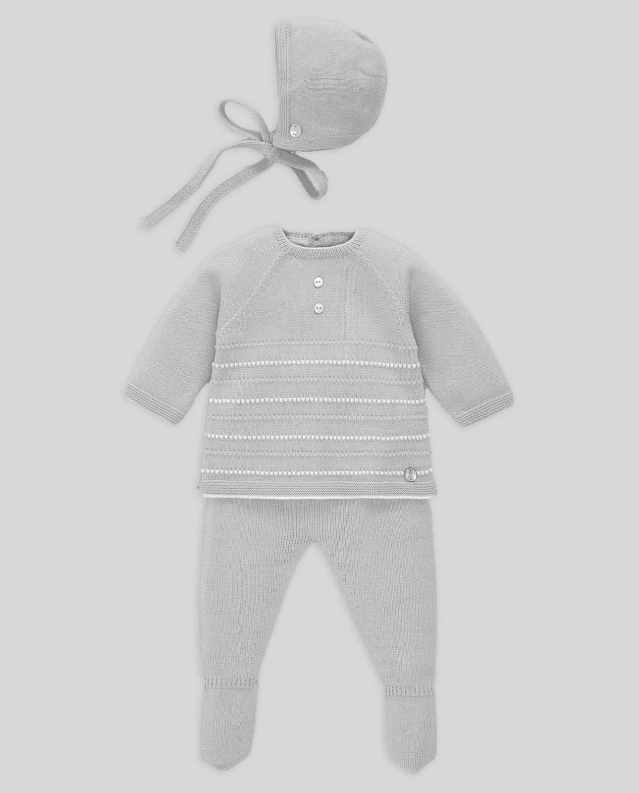 Conjunto Jubon con Polaina y Gris Perla/Crudo