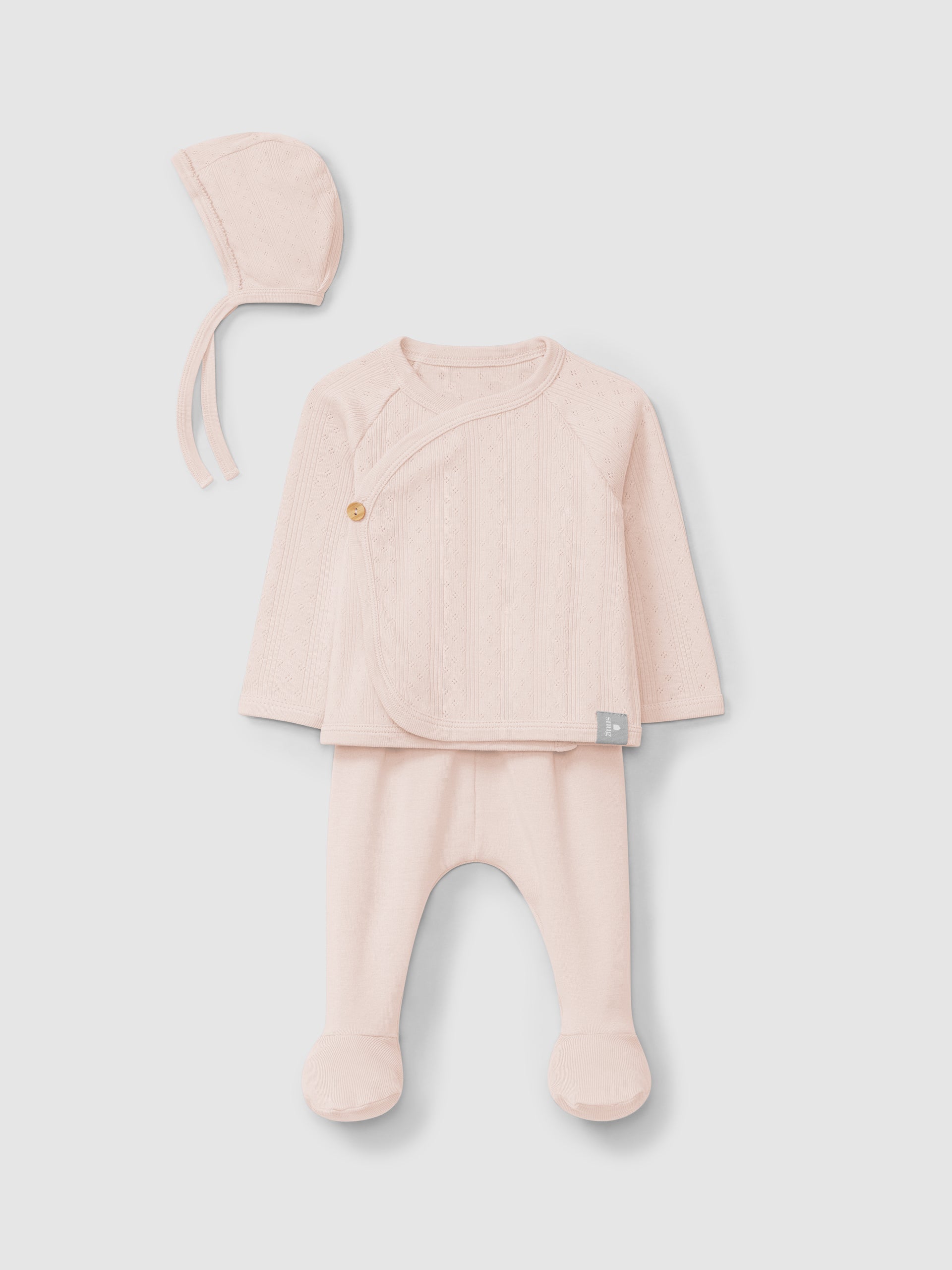 Three-piece ajour pattern set Pink