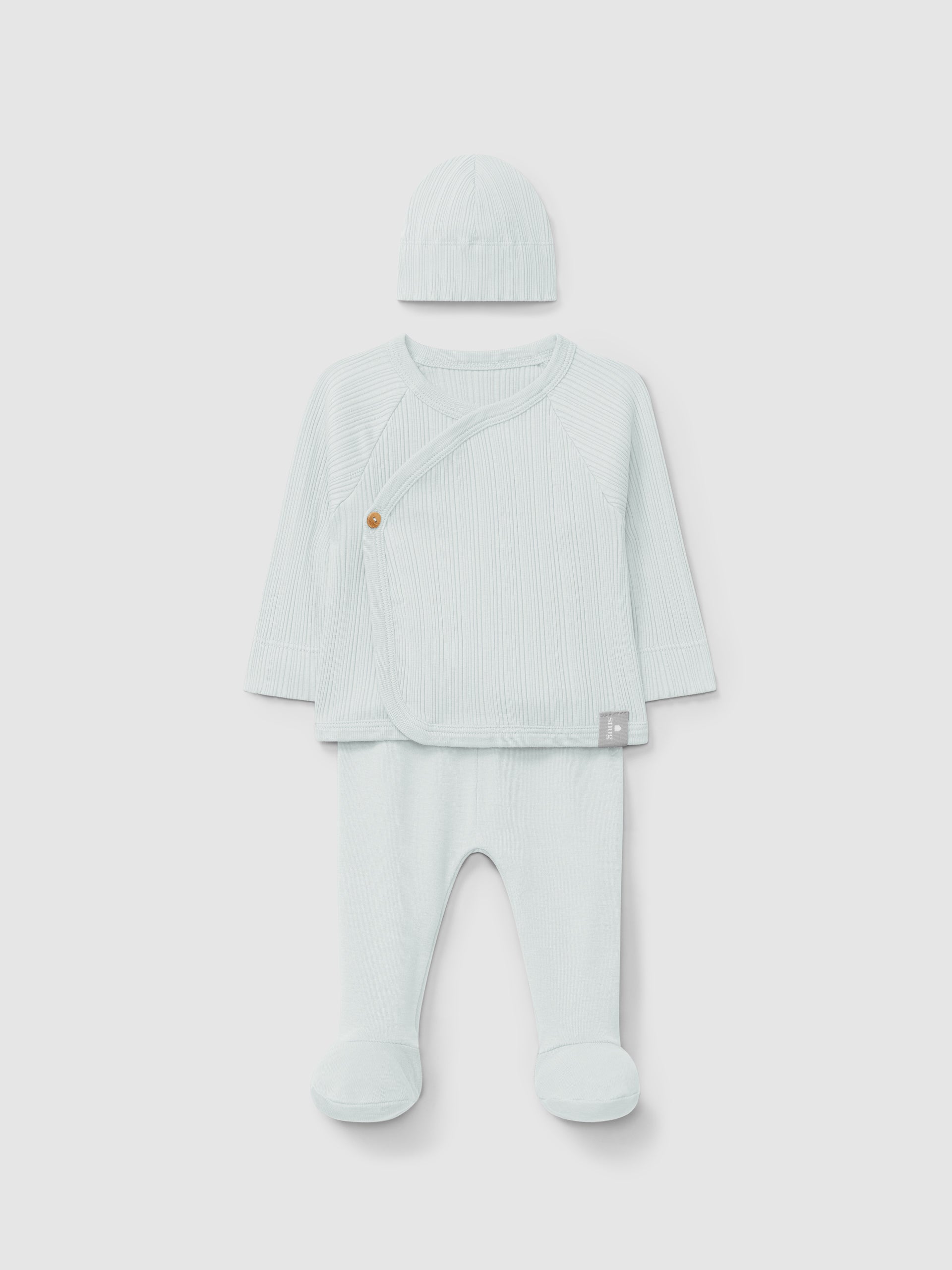 Three-piece set in ribbed jersey Linen Mint