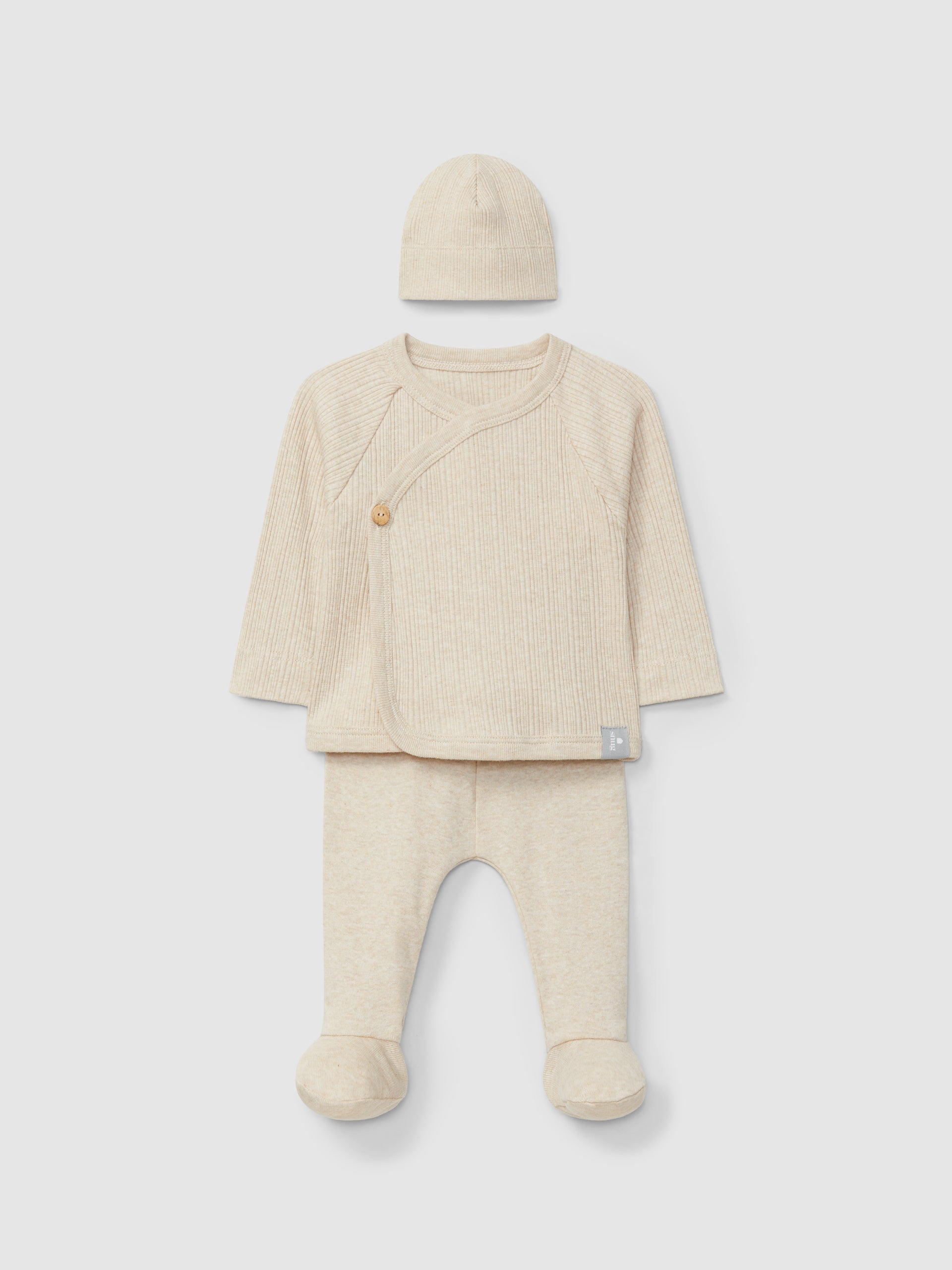 Three-piece set in ribbed jersey Natural