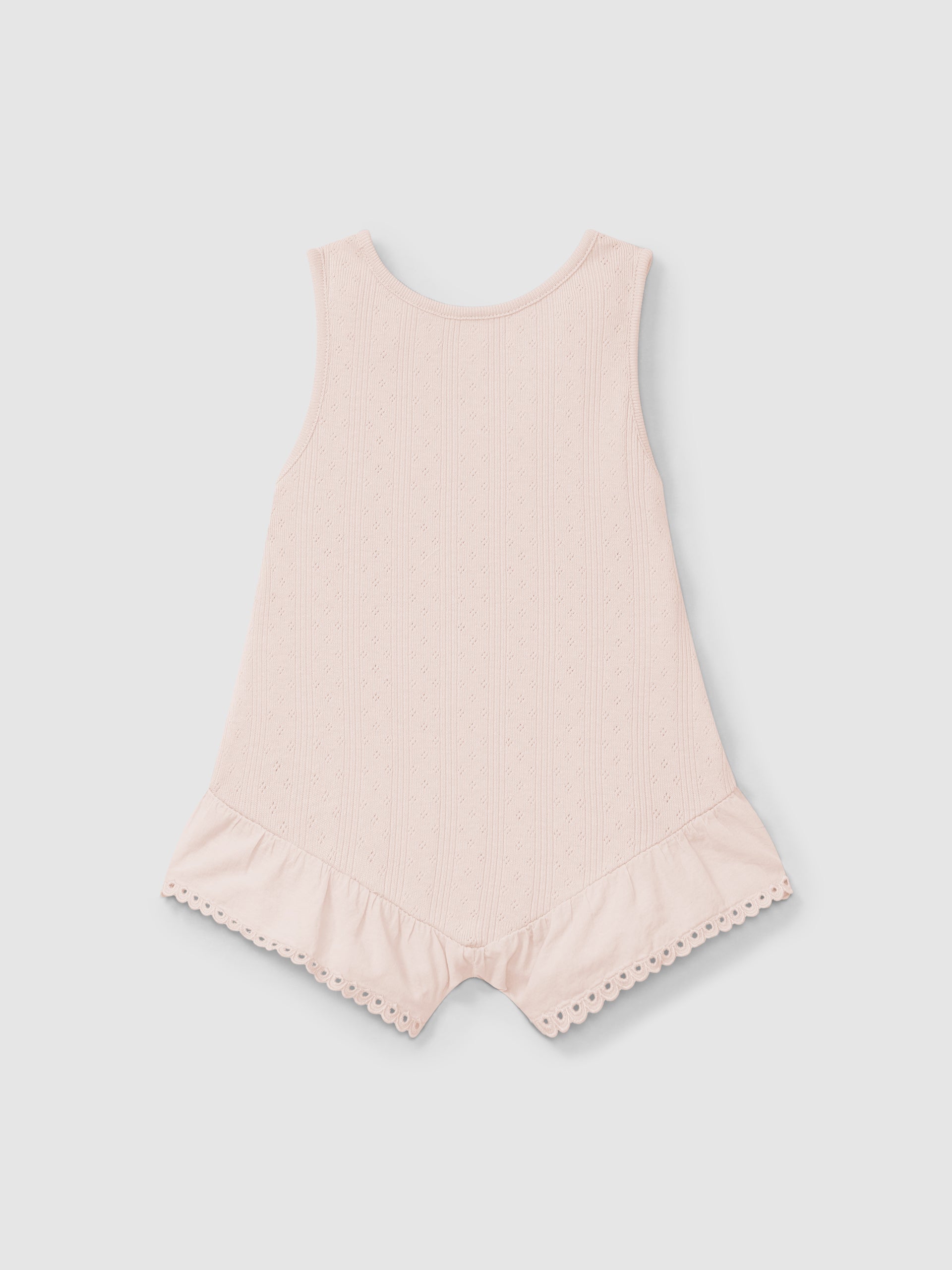 Ajour pattern jumpsuit with English embroidery Rose