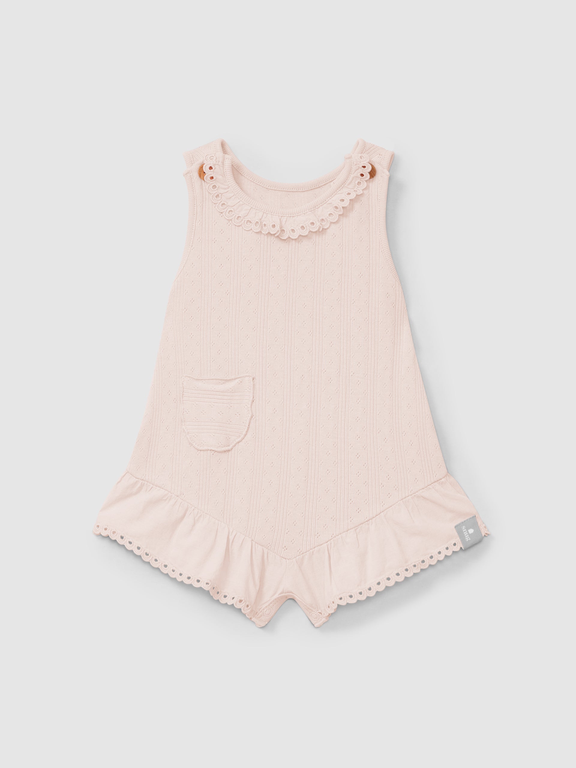 Ajour pattern jumpsuit with English embroidery Rose