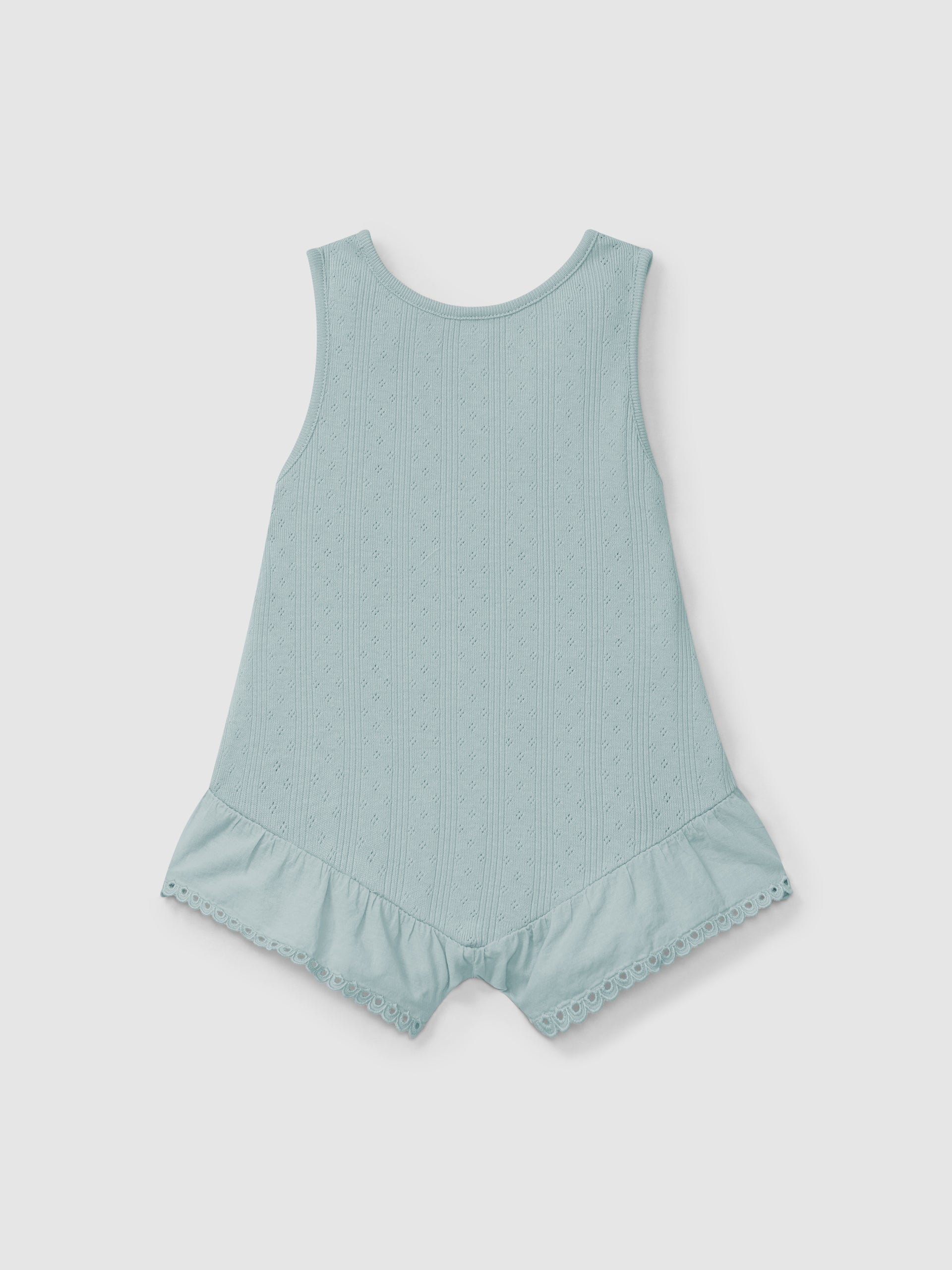 Ajour pattern jumpsuit with English embroidery Mint