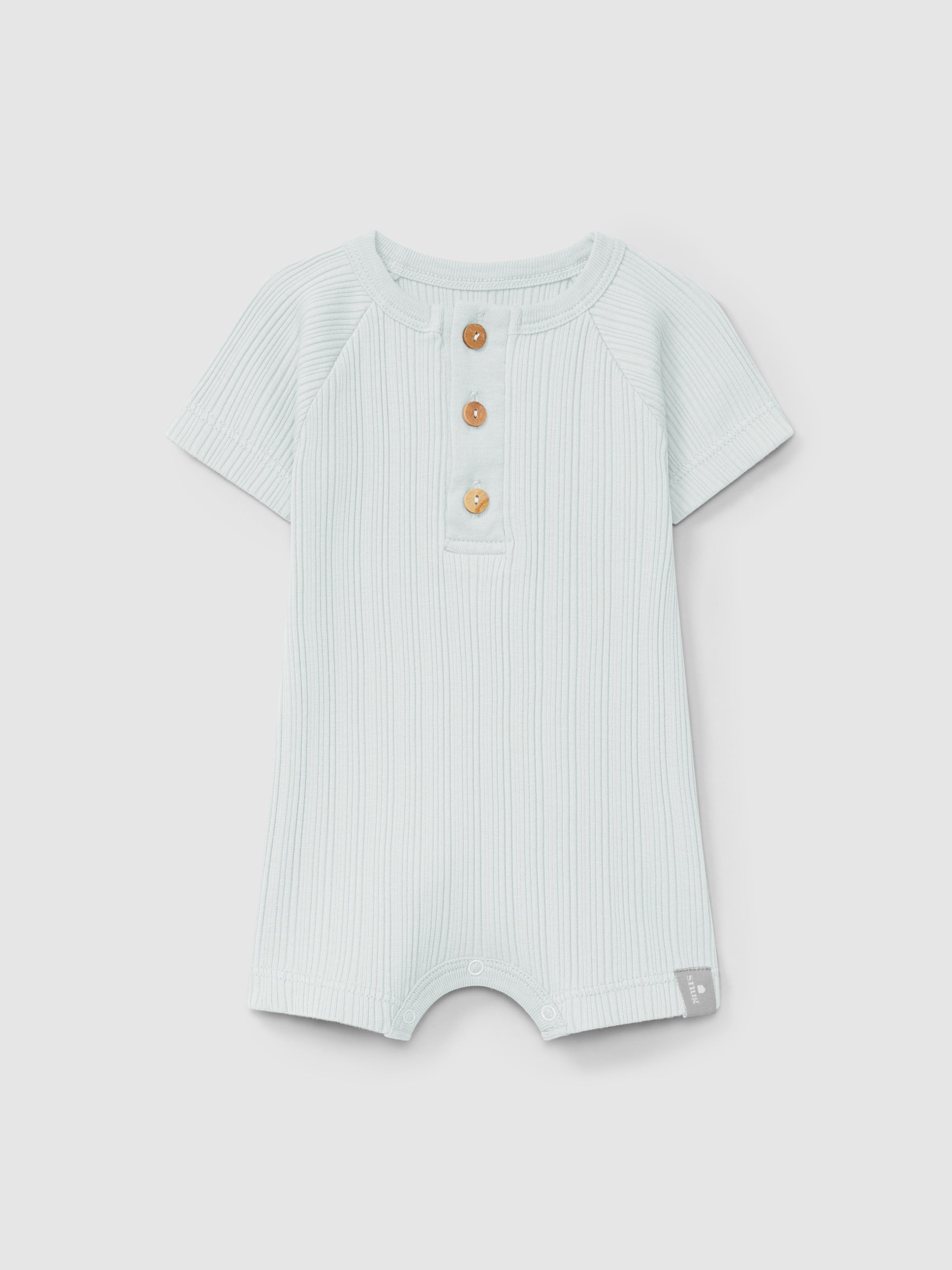 Ribbed jersey short-leg romper in Mint