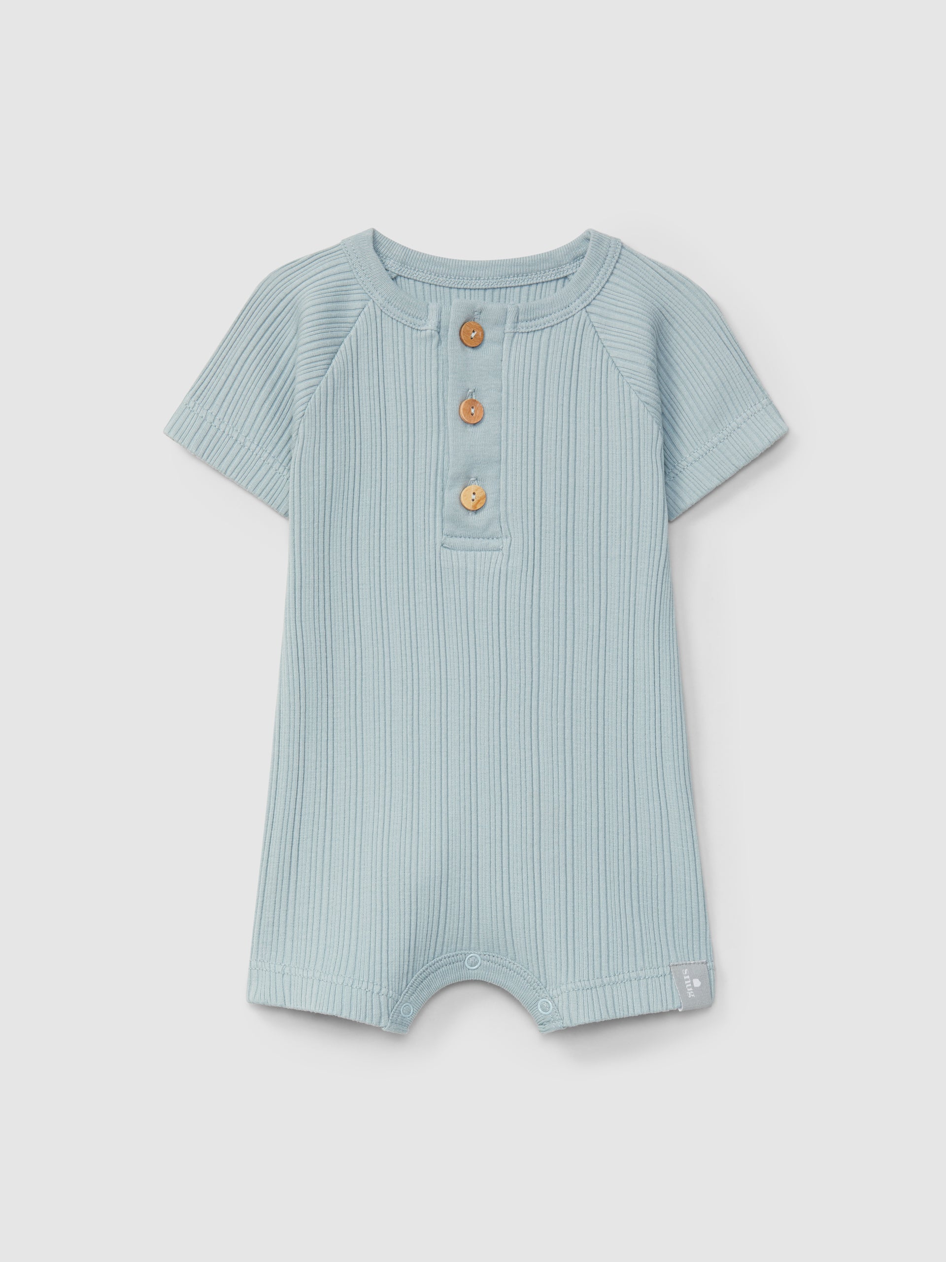 Ribbed jersey short-leg romper in Blue