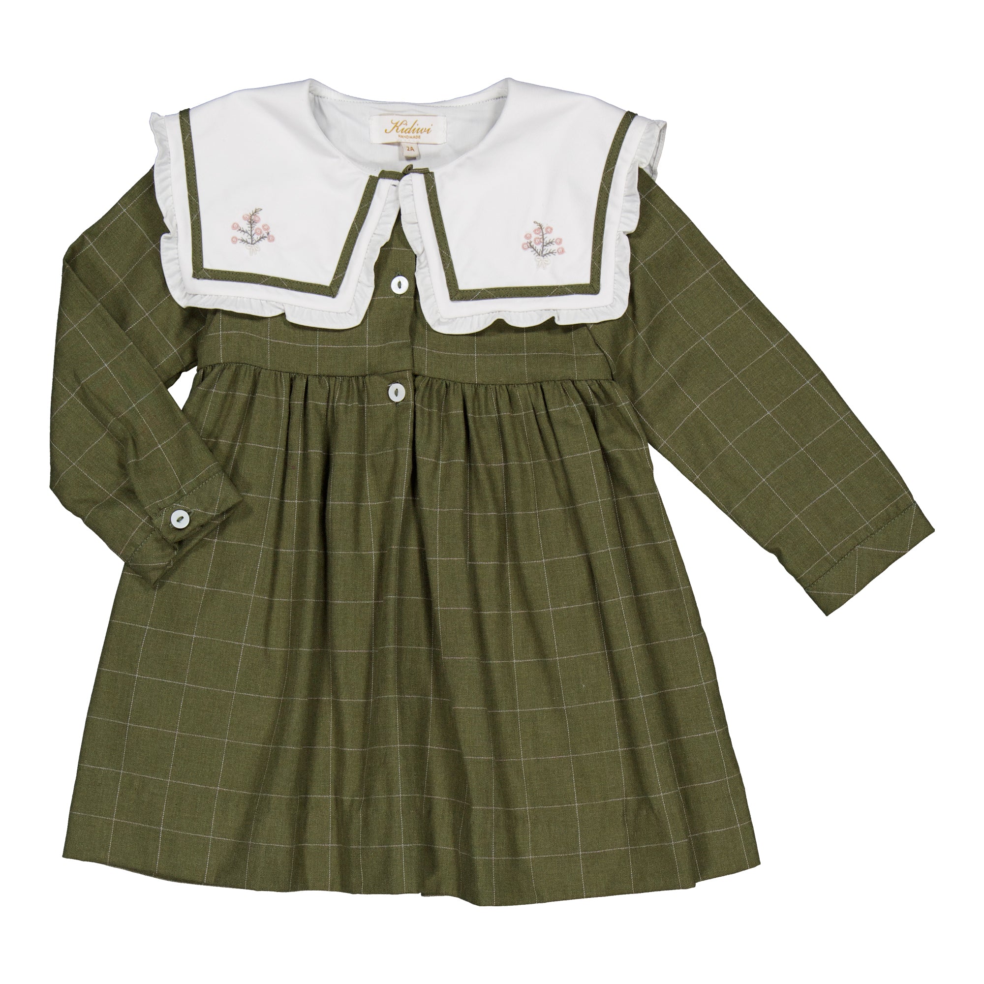 Paola, dress, in Kaki checks