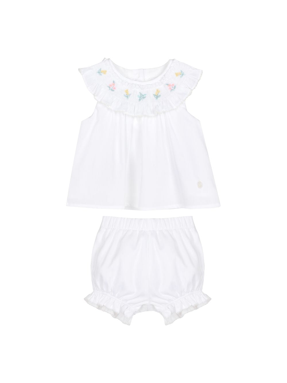 White voile set with tiny embroideries