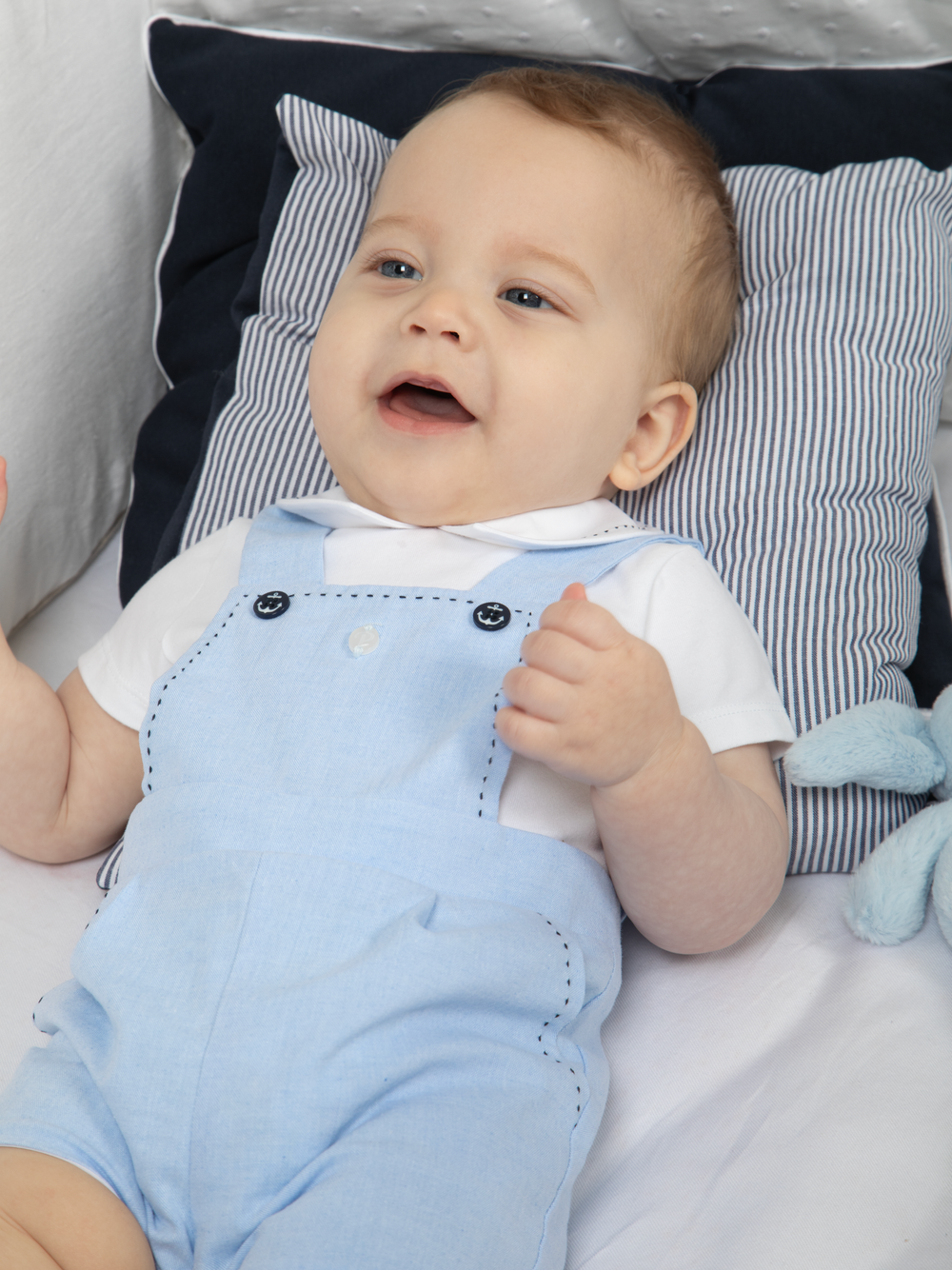 Blue chambray romper