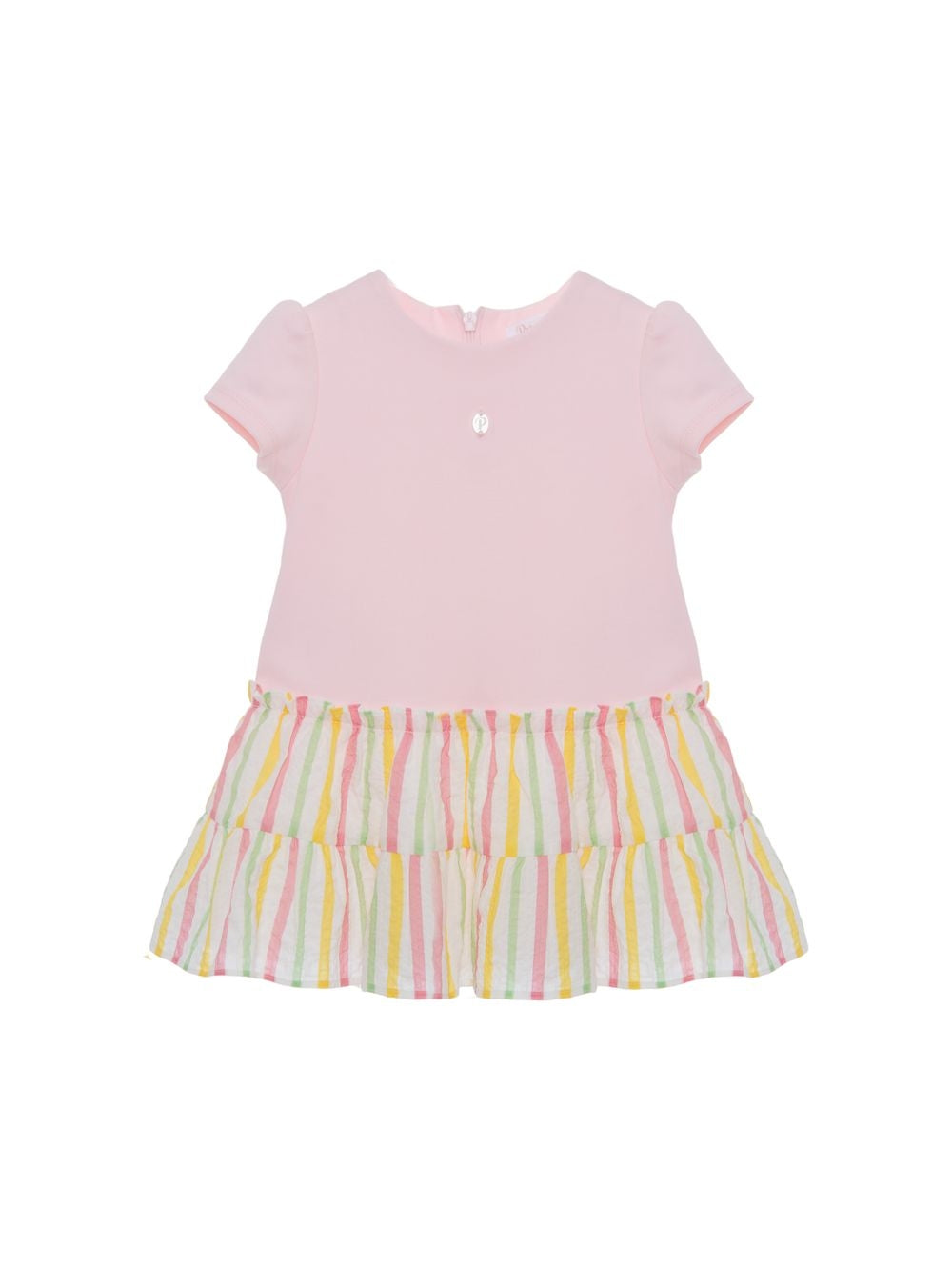 Pink dress with multicolour stripes