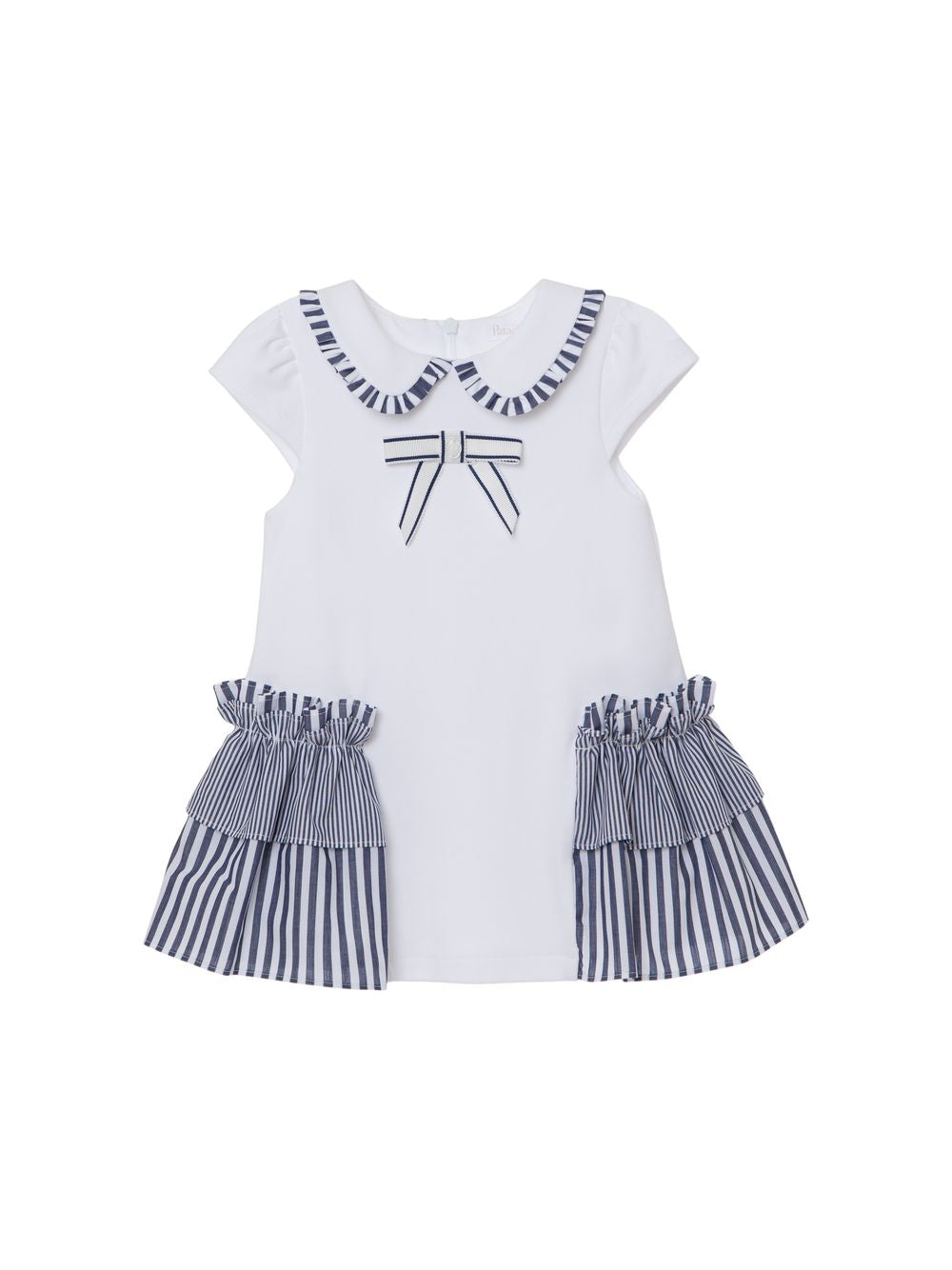 White dress with side frills