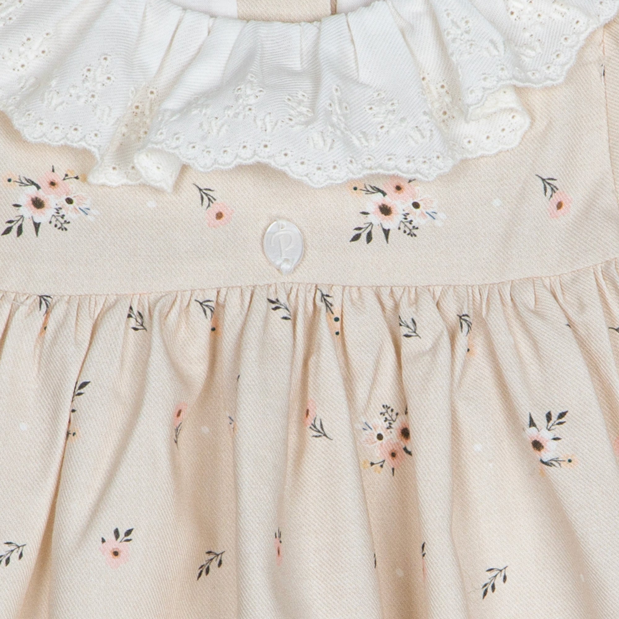 PTI25 Woven Baby Dress in Beige Florals