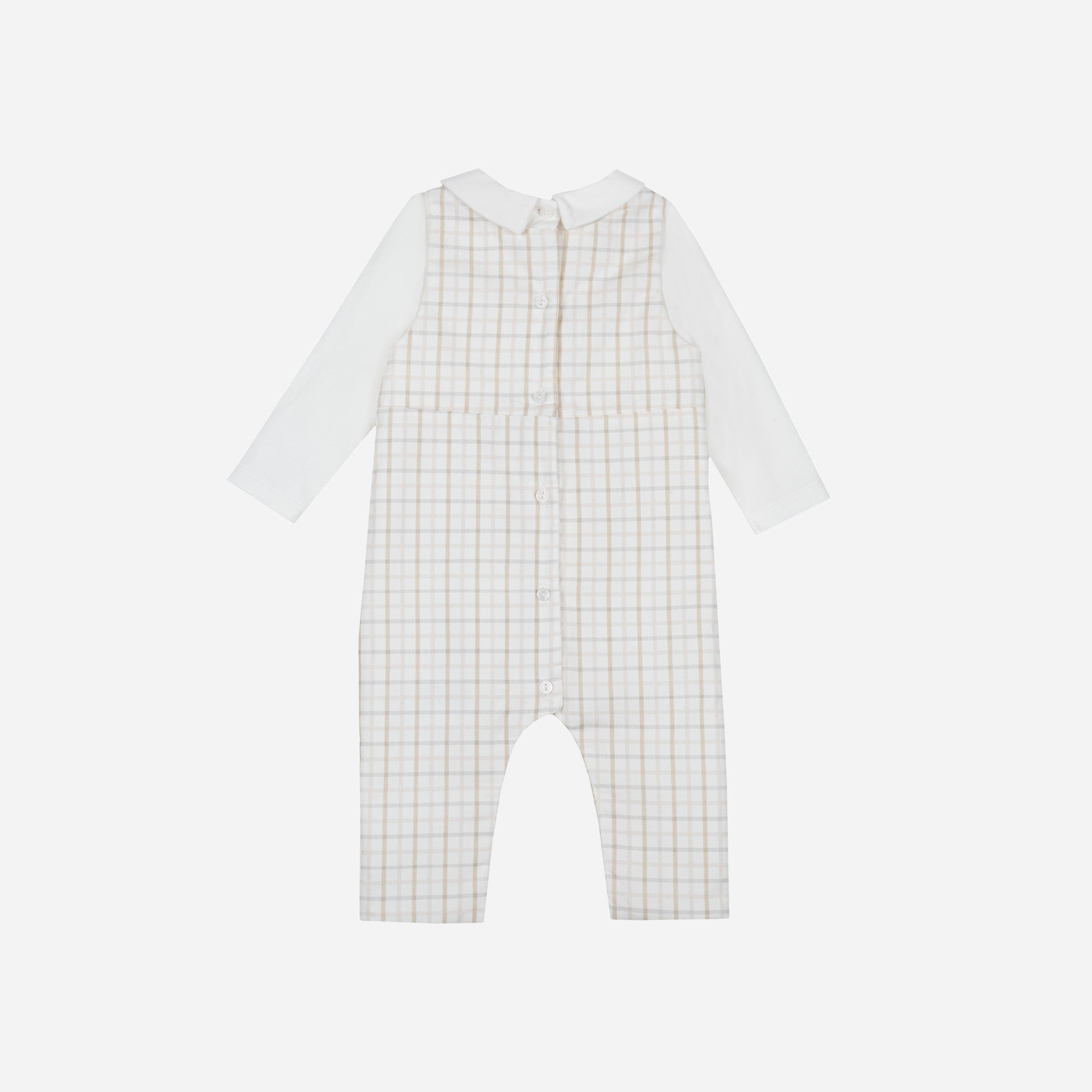 Baby Boy Beige Checks Romper