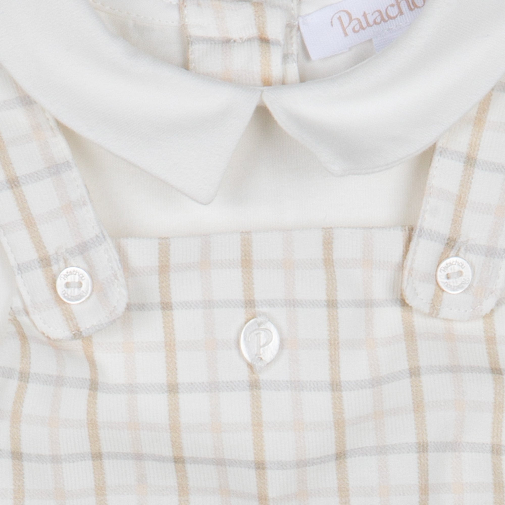 Baby Boy Beige Checks Romper