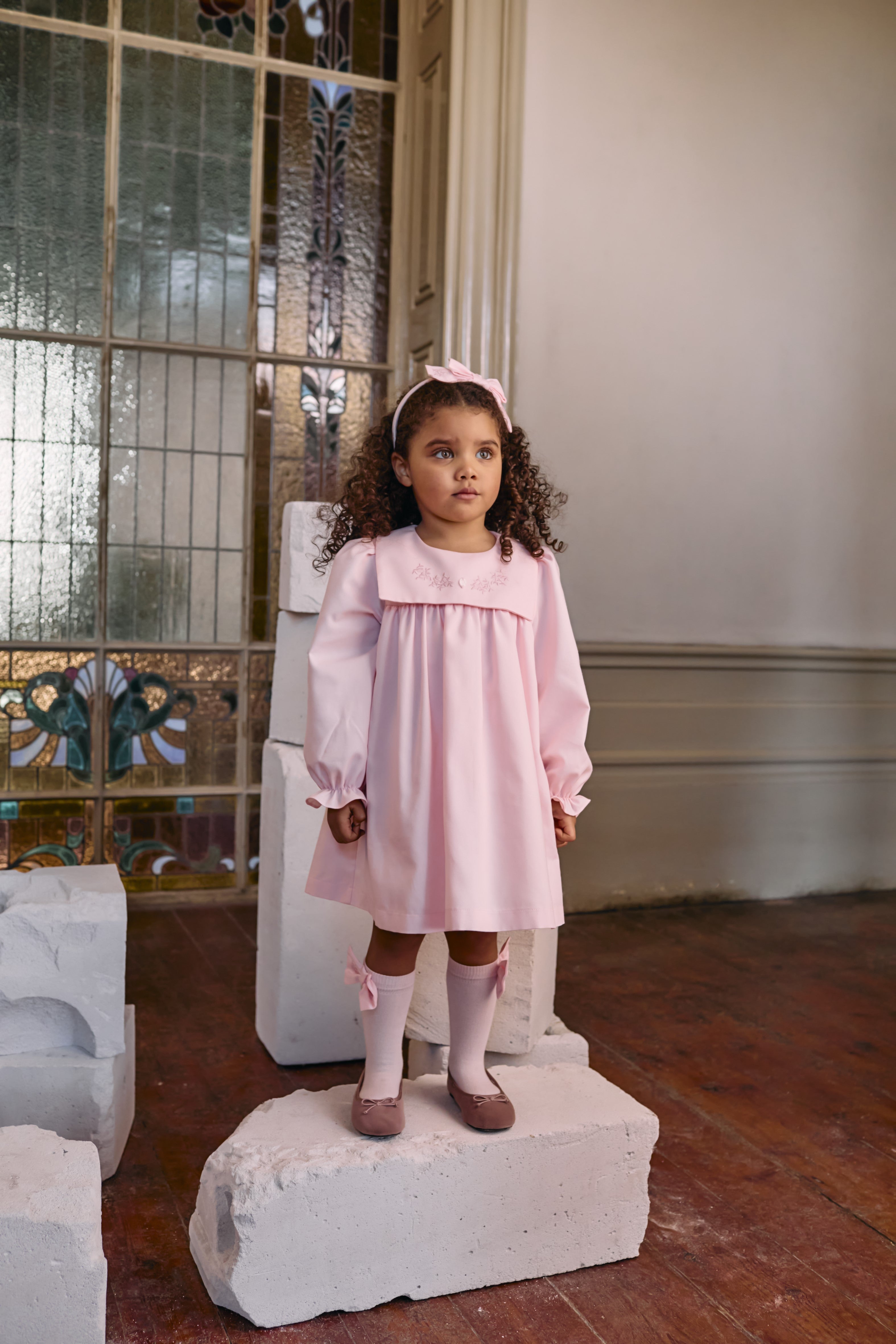 Pale Pink Woven Girl Dress