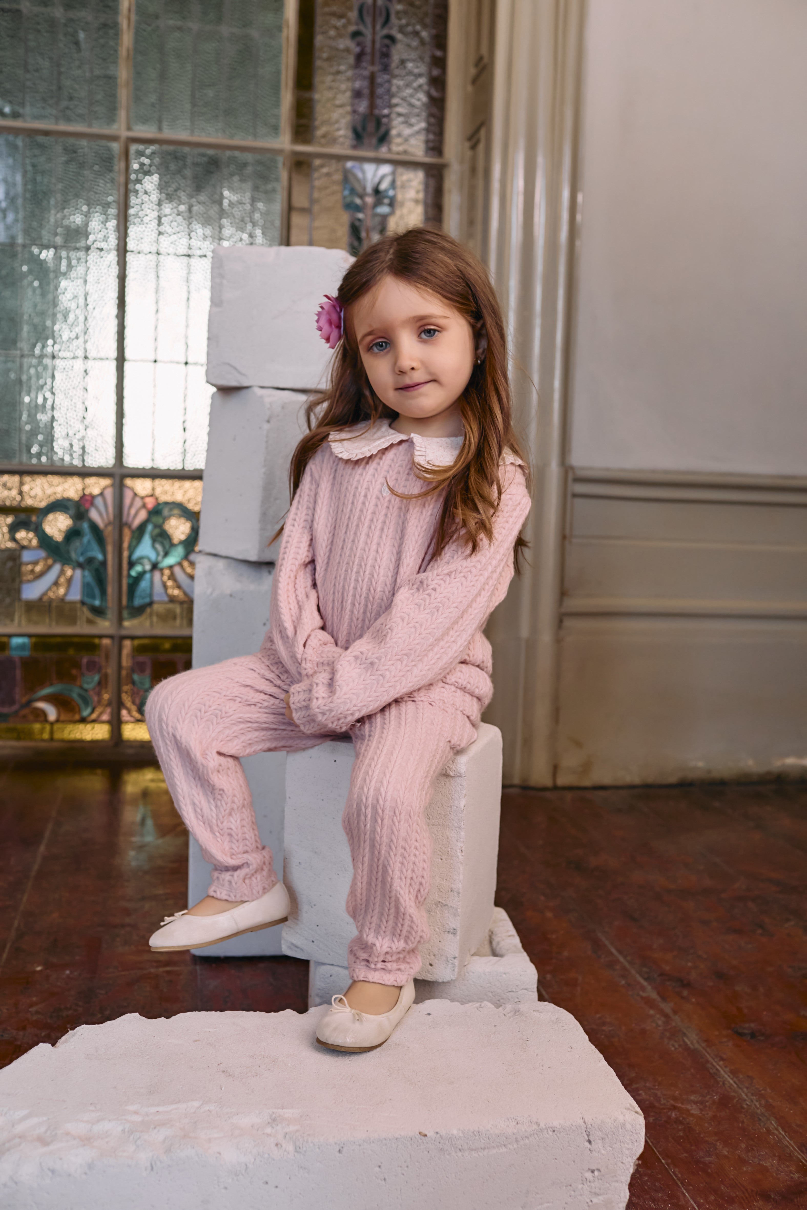 Baby Knit Set in Pale Pink