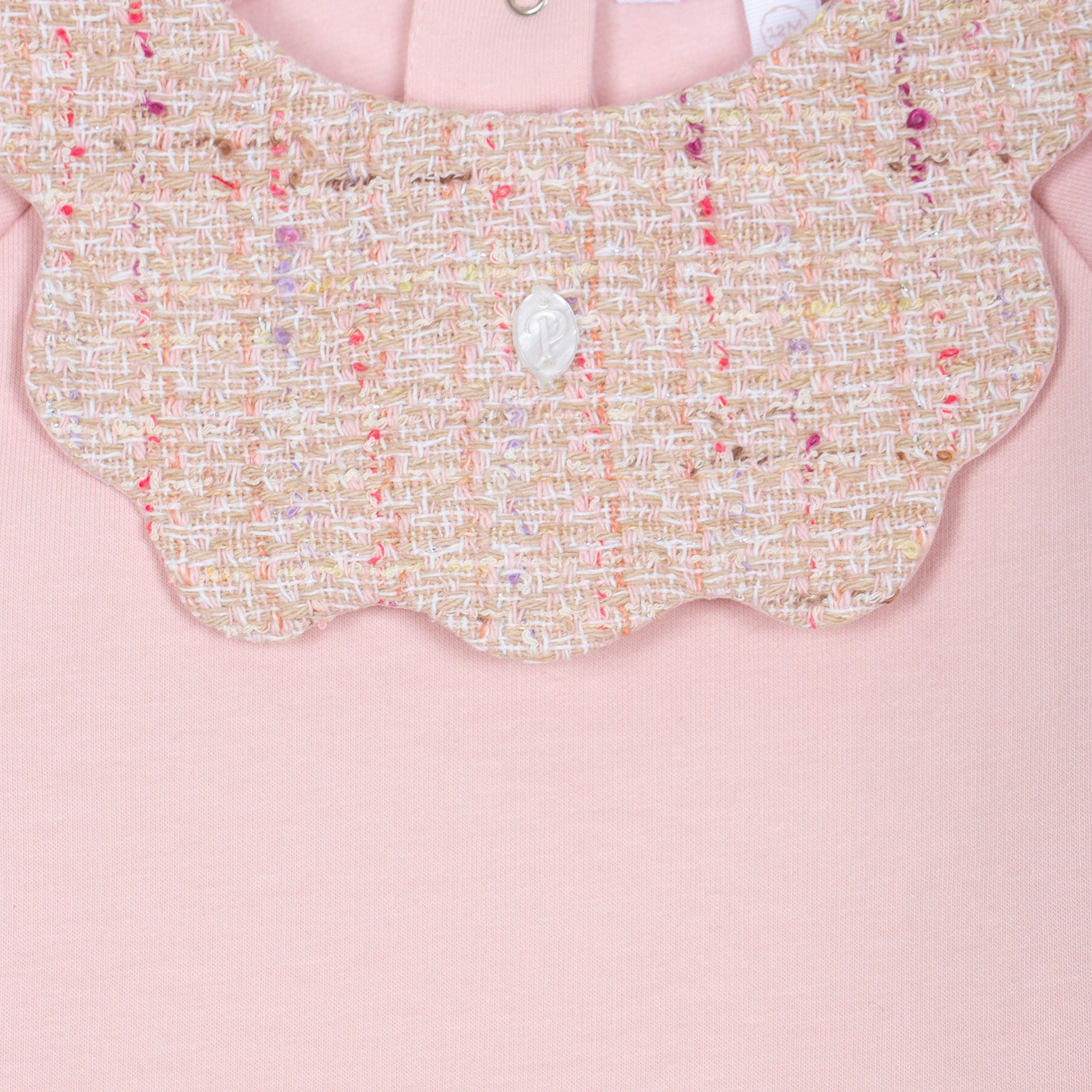 Baby Knit Set in Pale Pink with Woven Accents