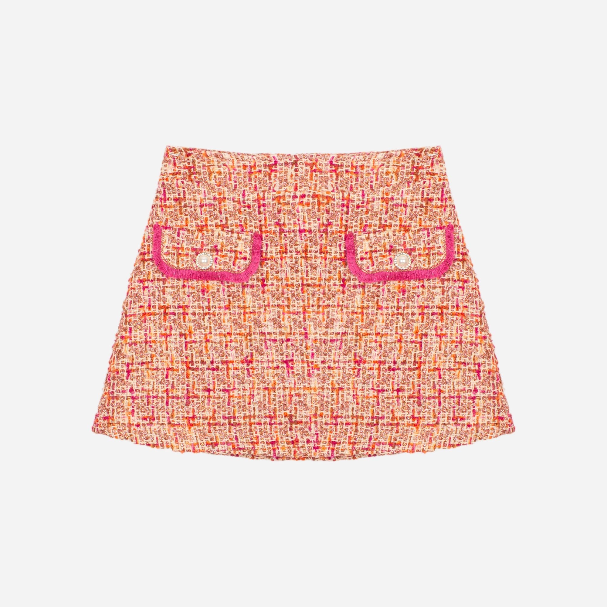 Girl Tweed Skirt Set in ECRU