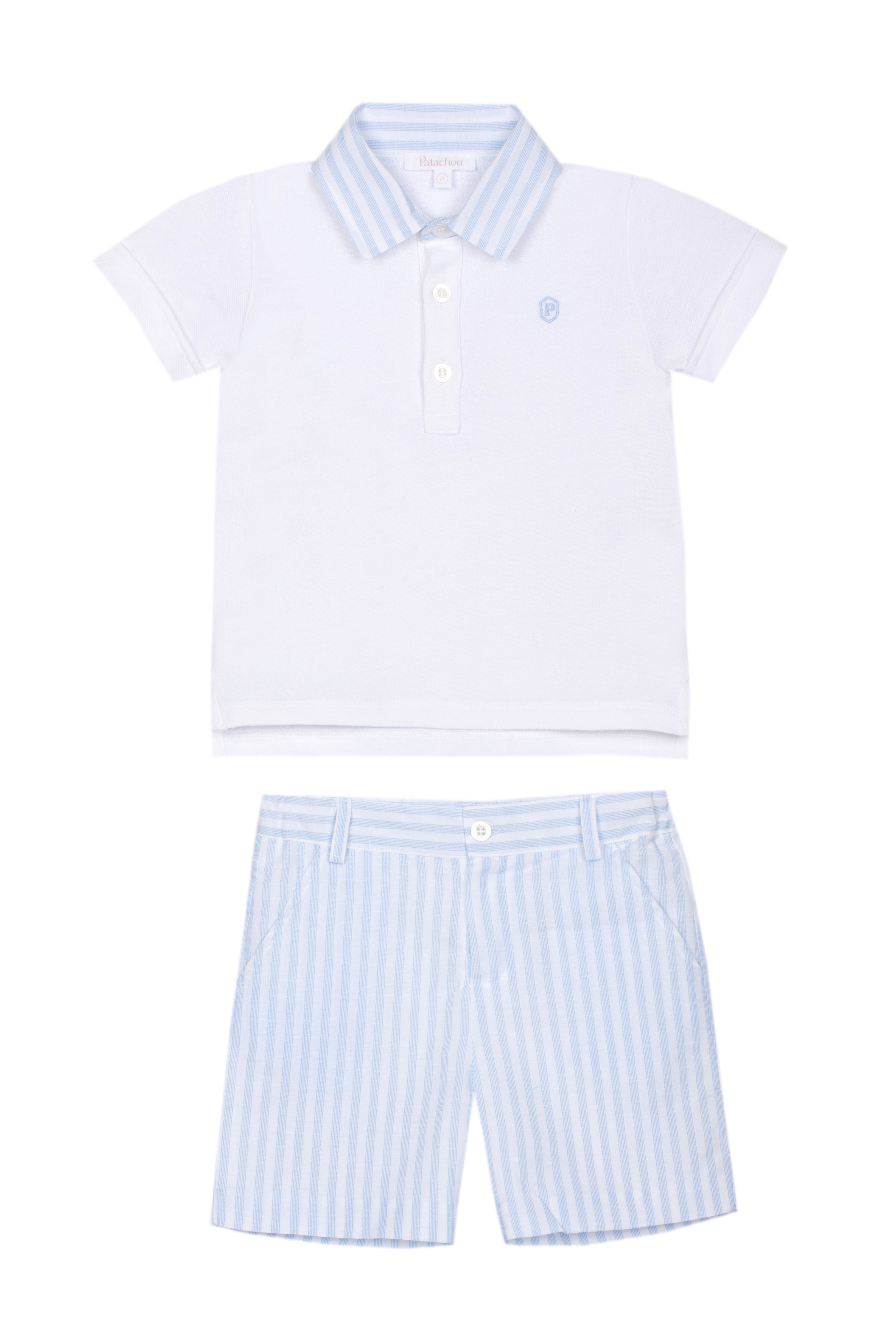 Boy Short Blue Set with Pique Polo