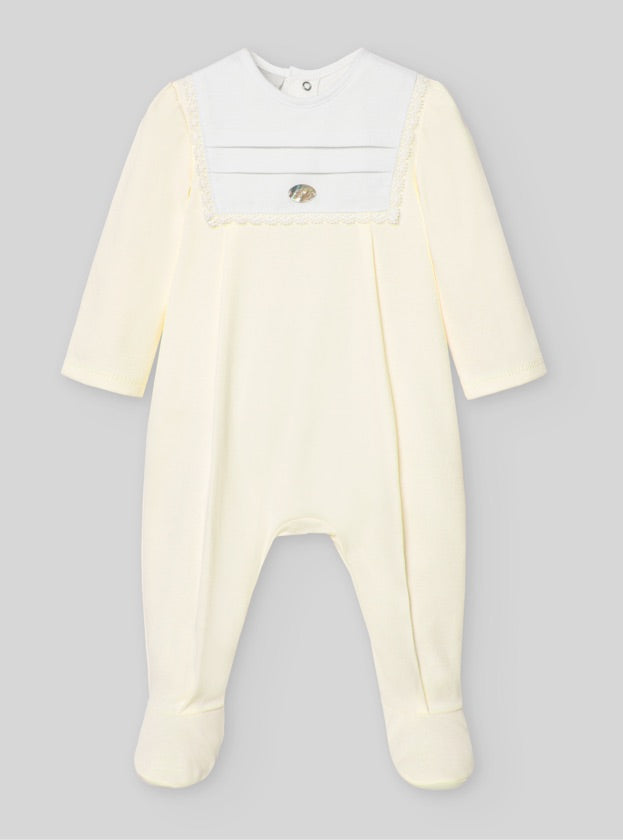 Pelele Largo C/Cuello "Interlock" en Amarillo/Blanco