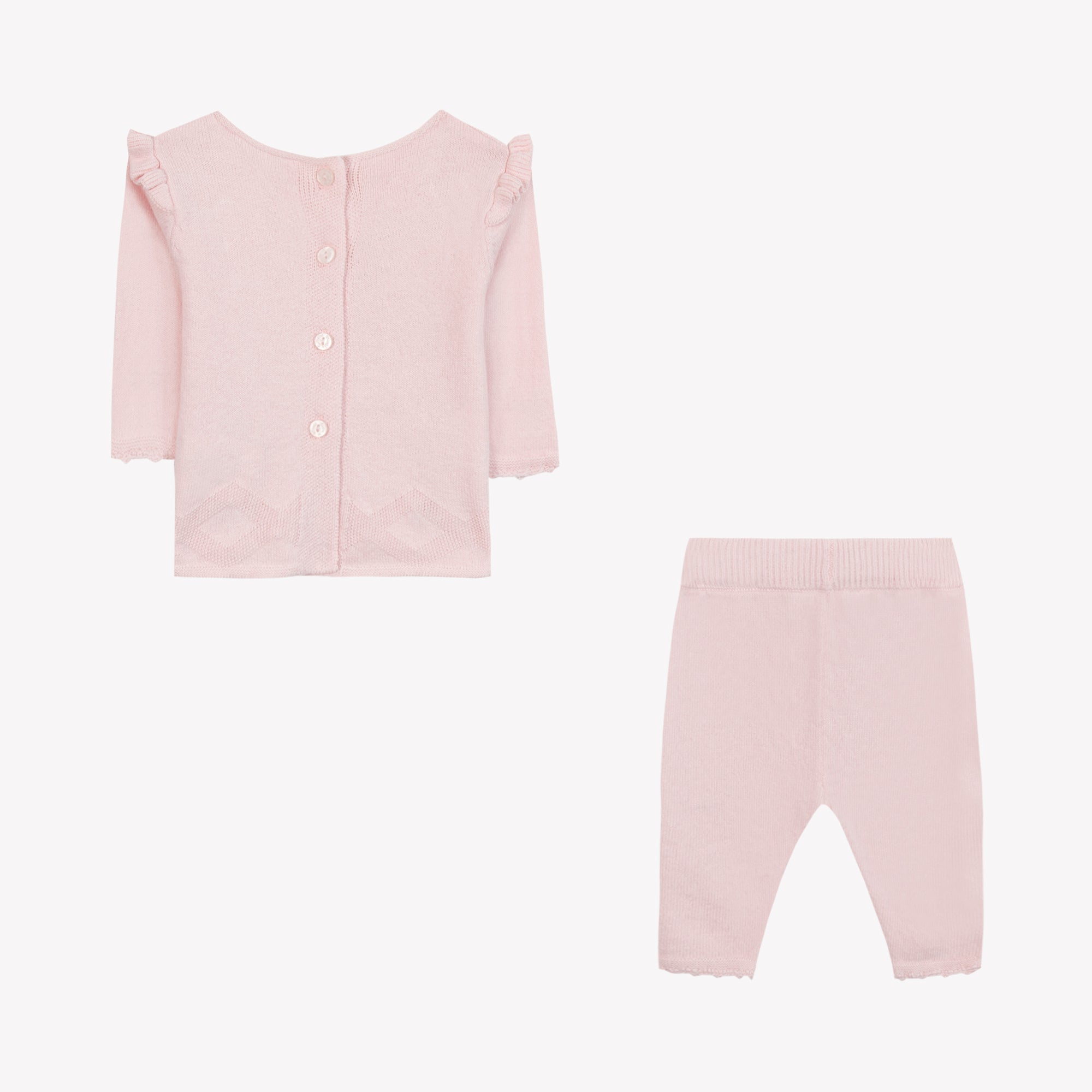 Essemblelong Naissance Girl Set Ivory with Small Flowers in Pink