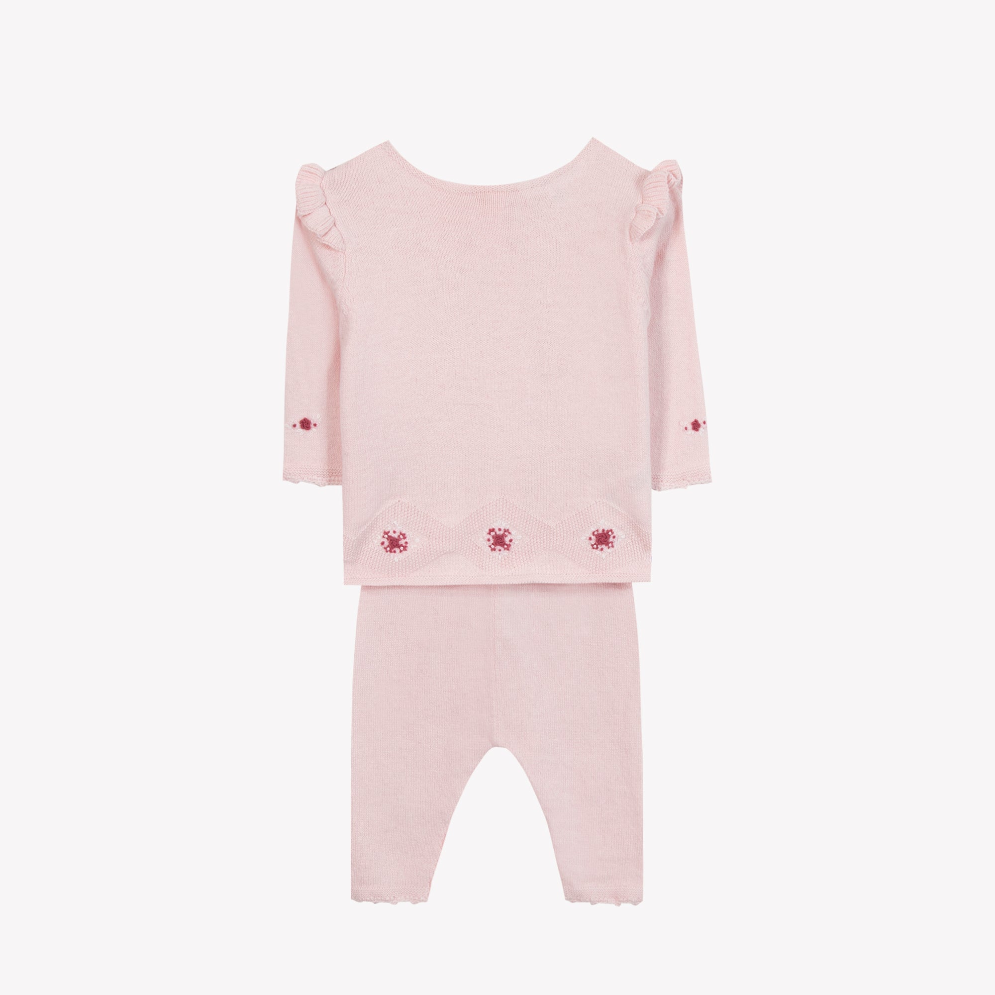 Essemblelong Naissance Girl Set Ivory with Small Flowers in Pink