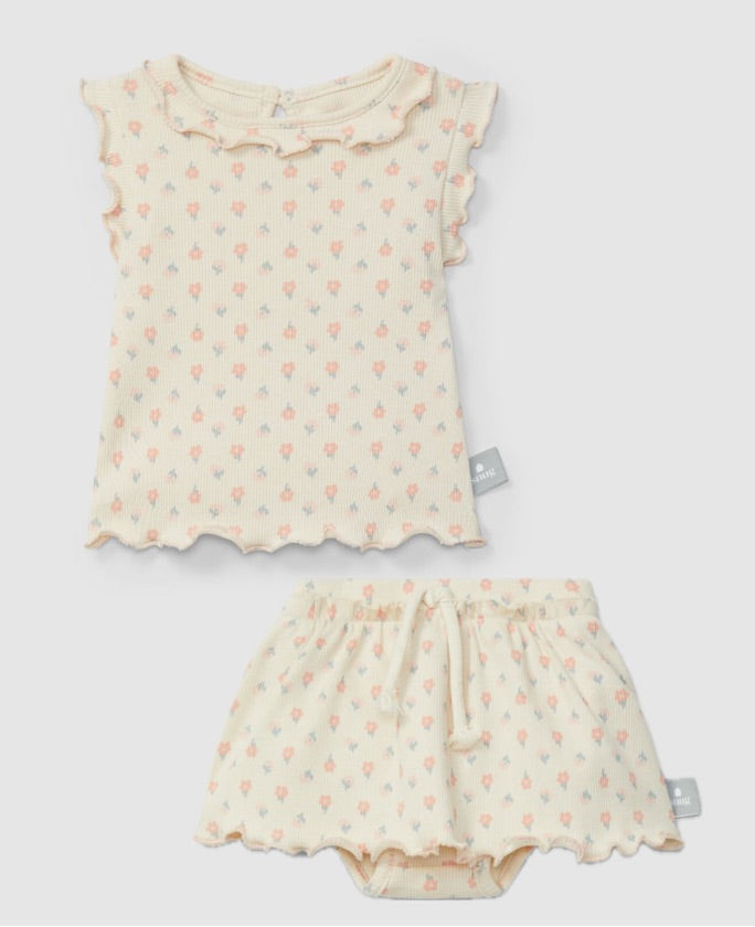 Ribbed Jersey skirt and Top in floral print
