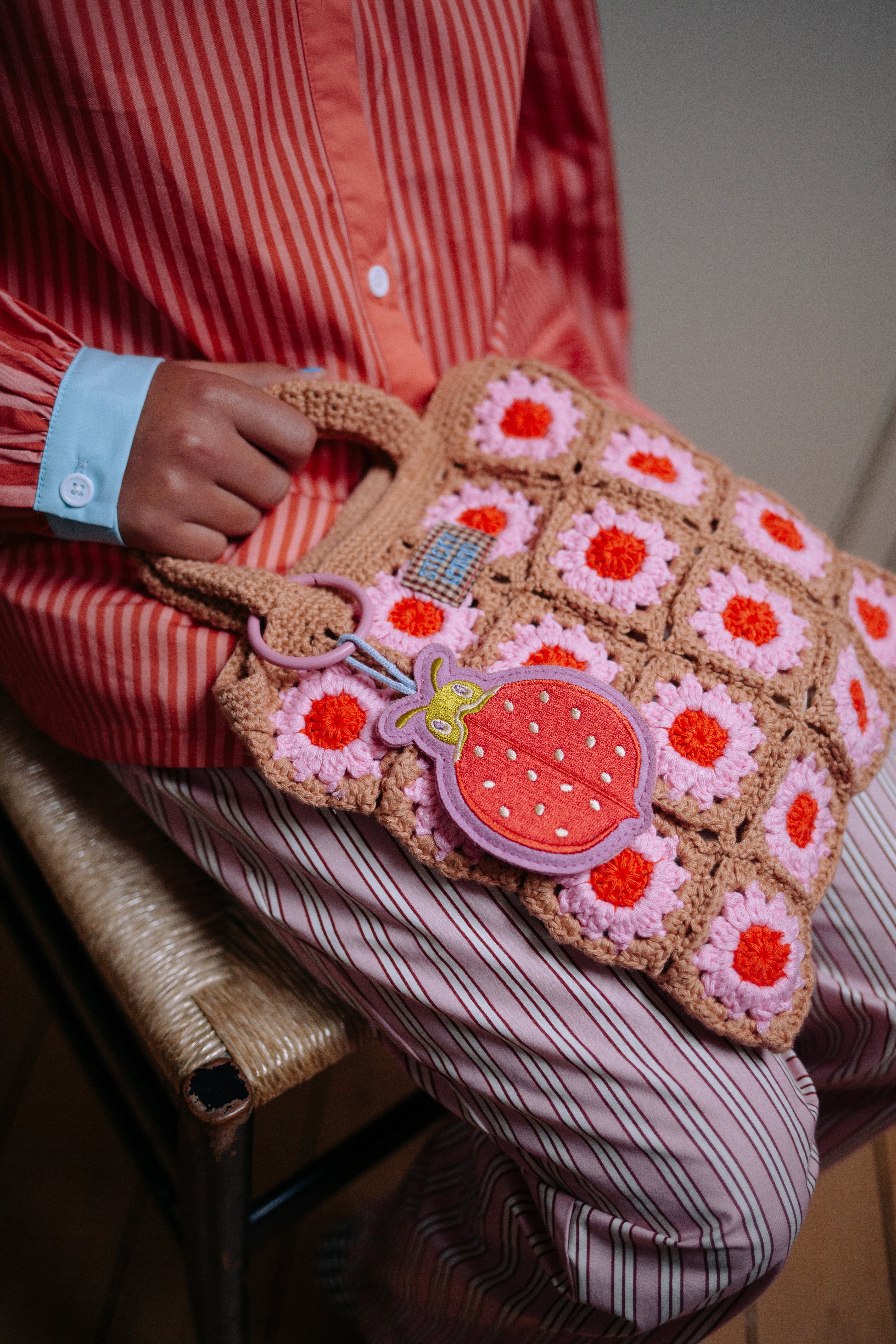 Embroidered keychain ladybird