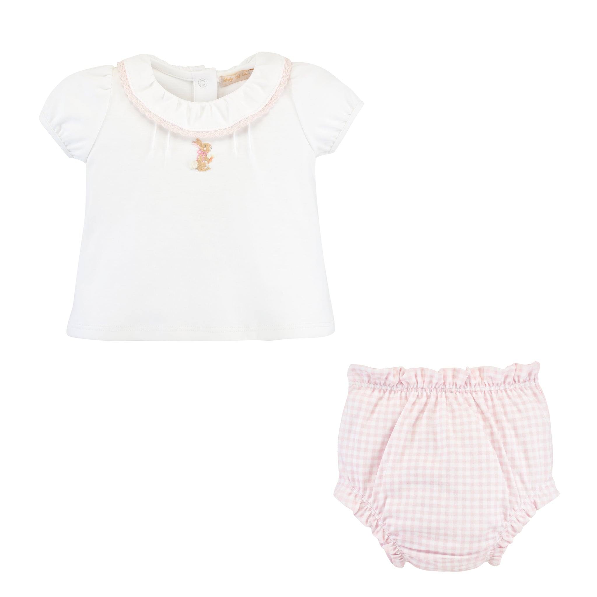 Gingham Bunny Footie- Petal