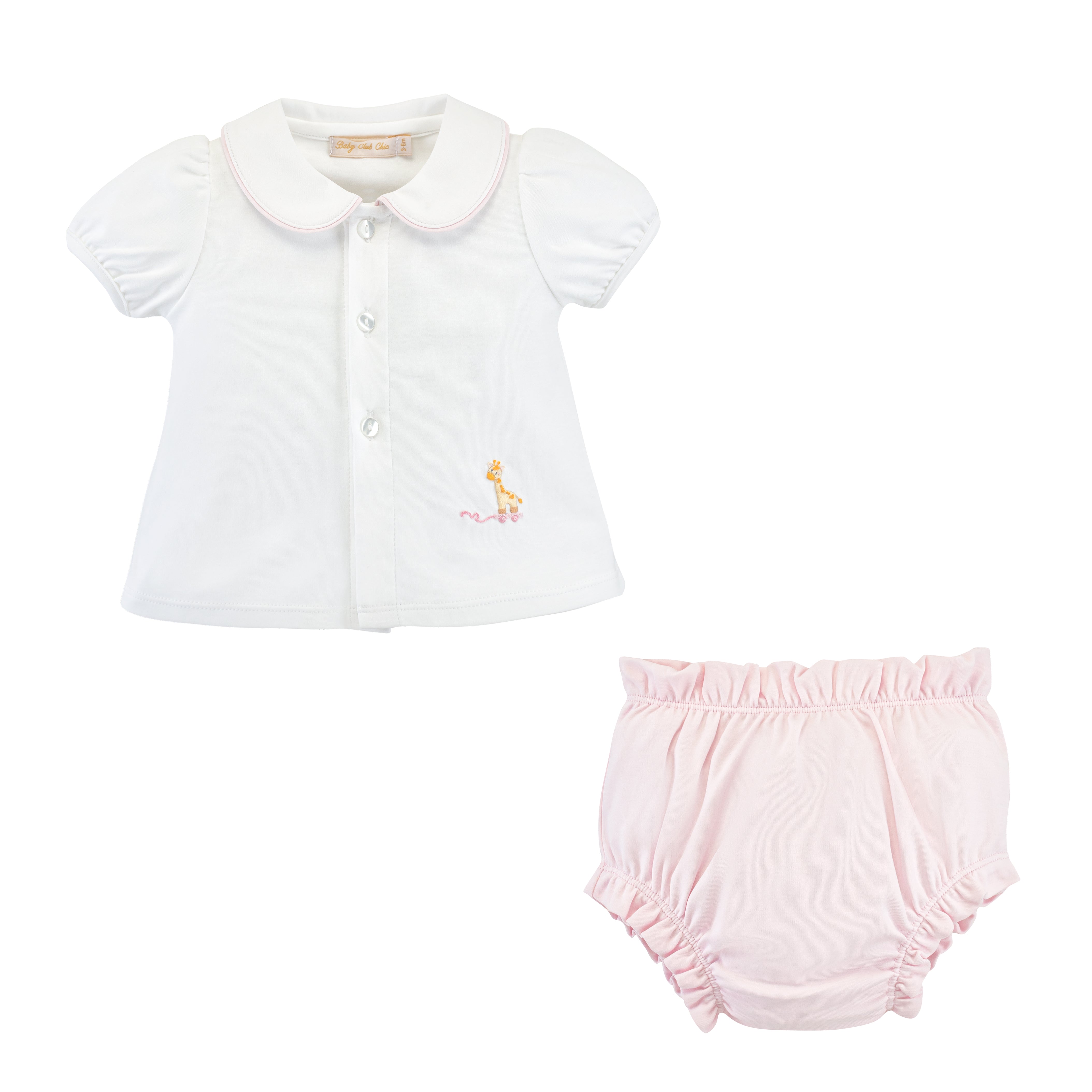 Hand embroidered Pink diapper set