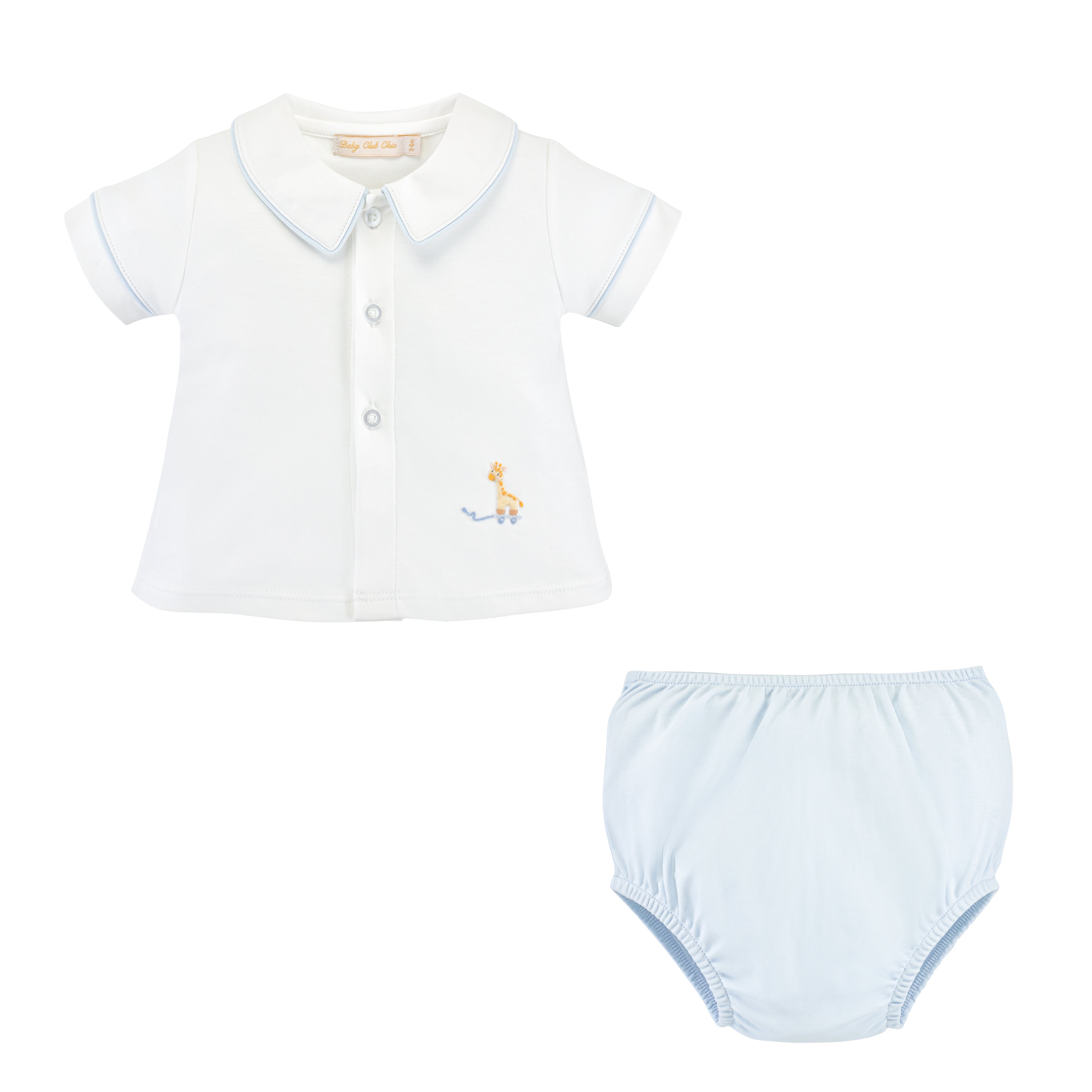 Hand embroidered Blue diapper set