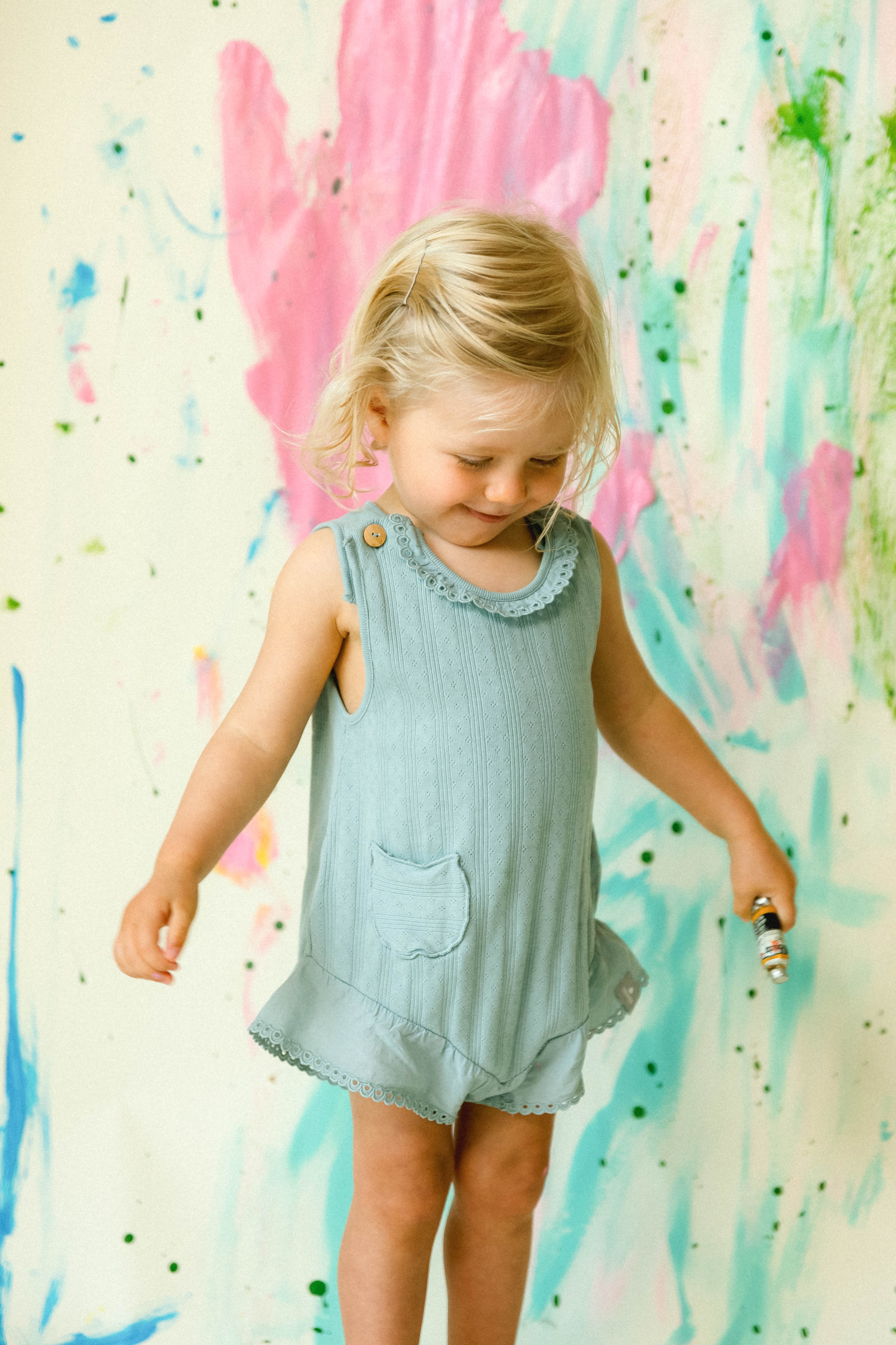 Ajour pattern jumpsuit with English embroidery Mint