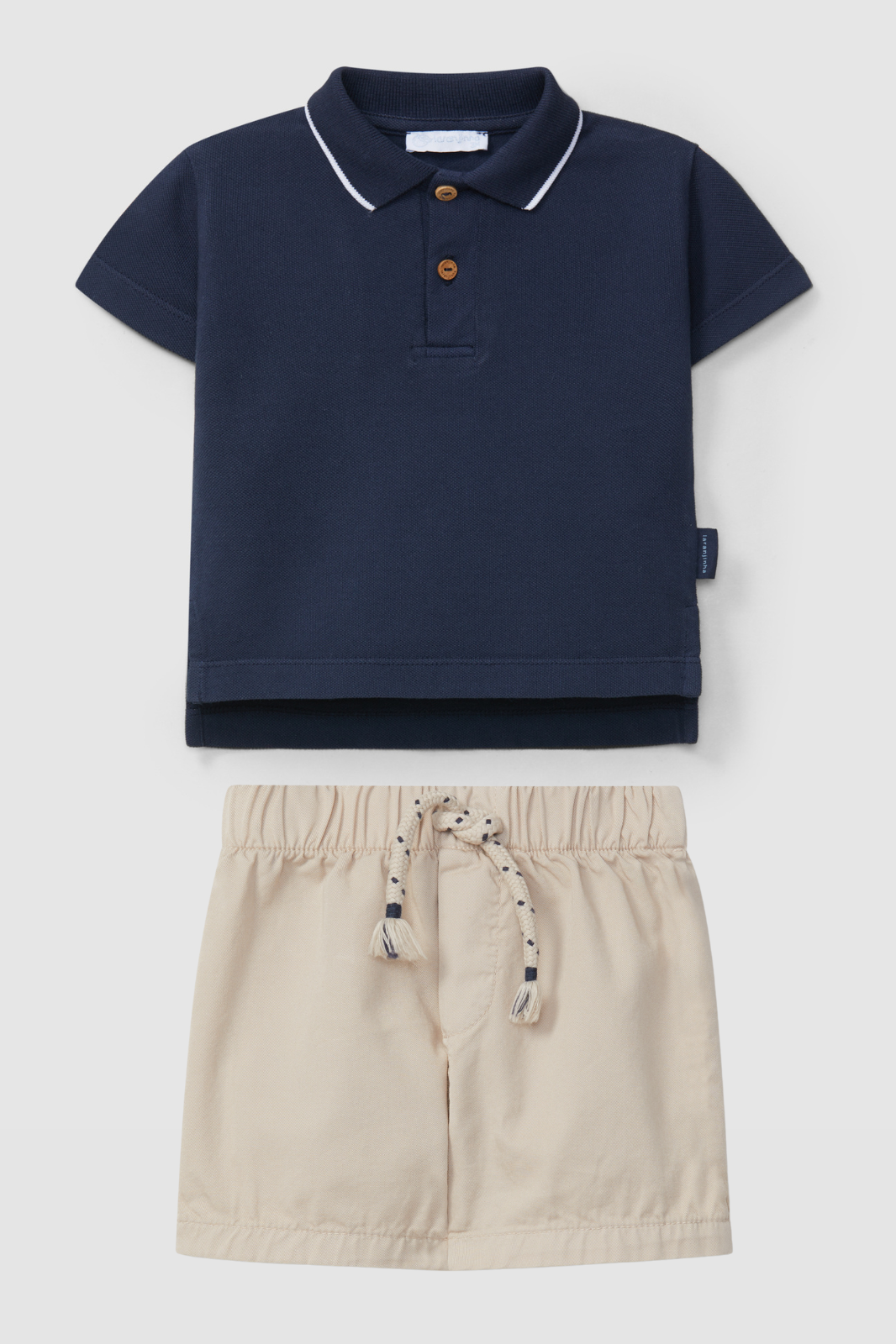 Conjunto Polo Marino y Pantalon Corto Pull Up en Sarga