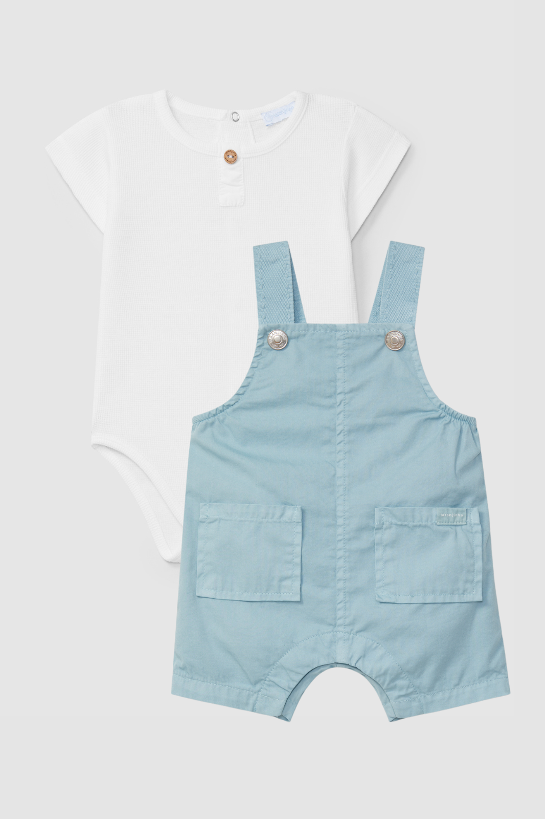 Conjunto Peto Turquesa y Body sin Cuello