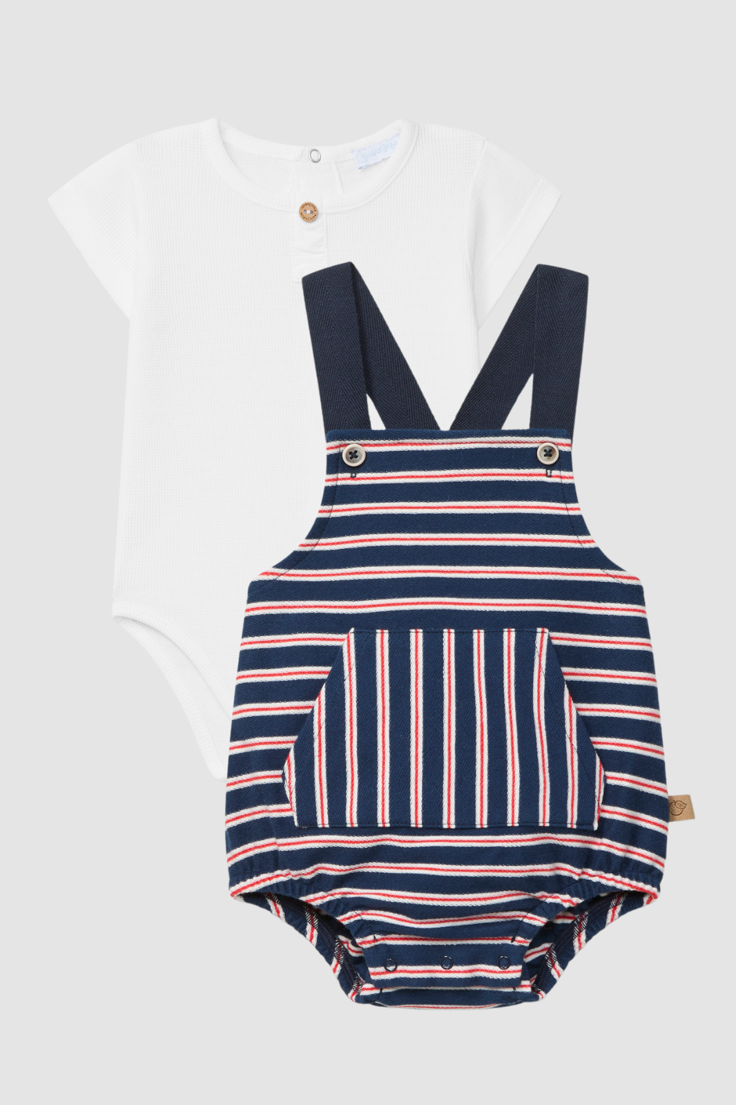 Conjunto Bombacho en felpa a rayas marino