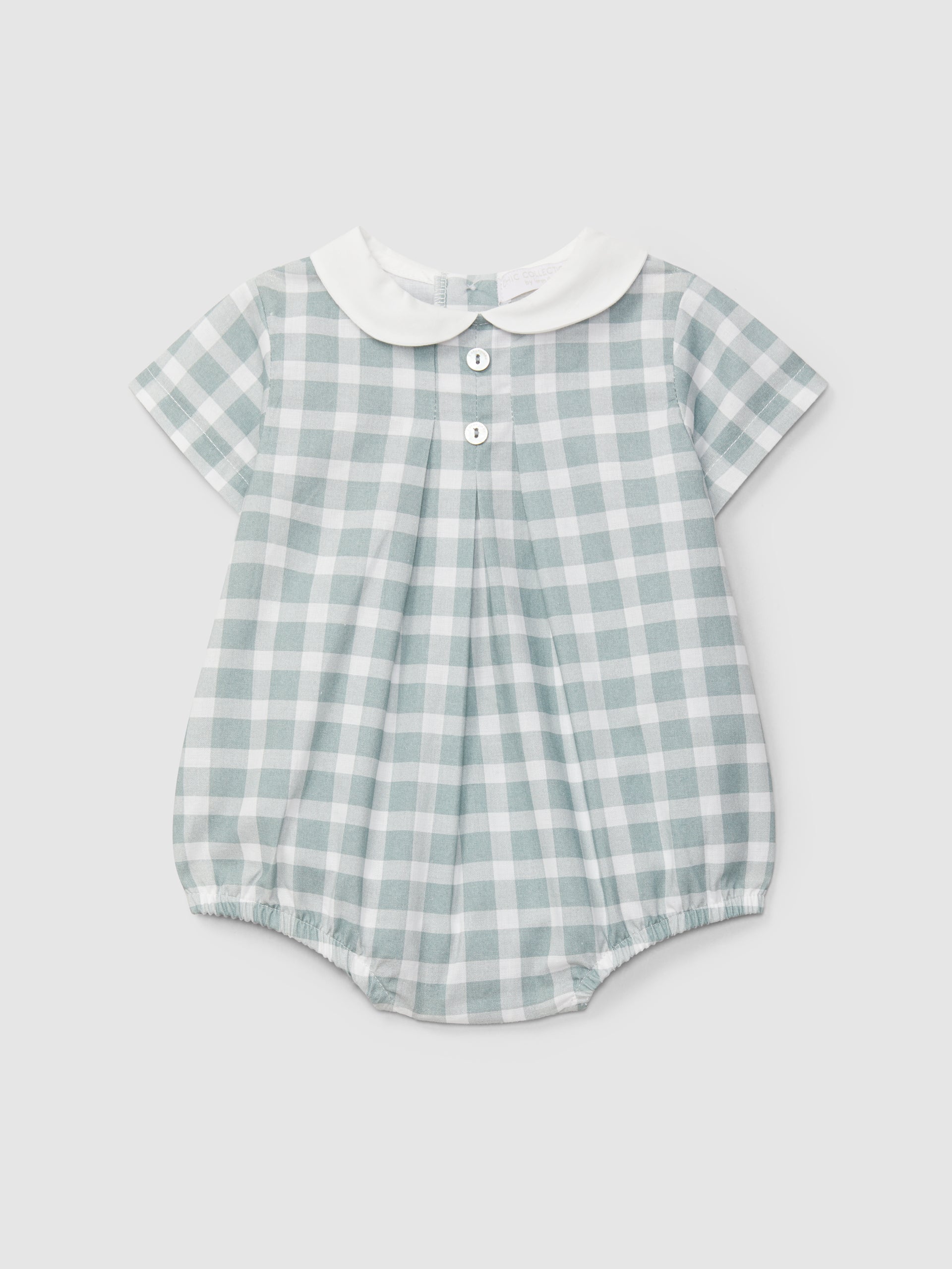 Bombacho de Lino cuadros con cuello redondo