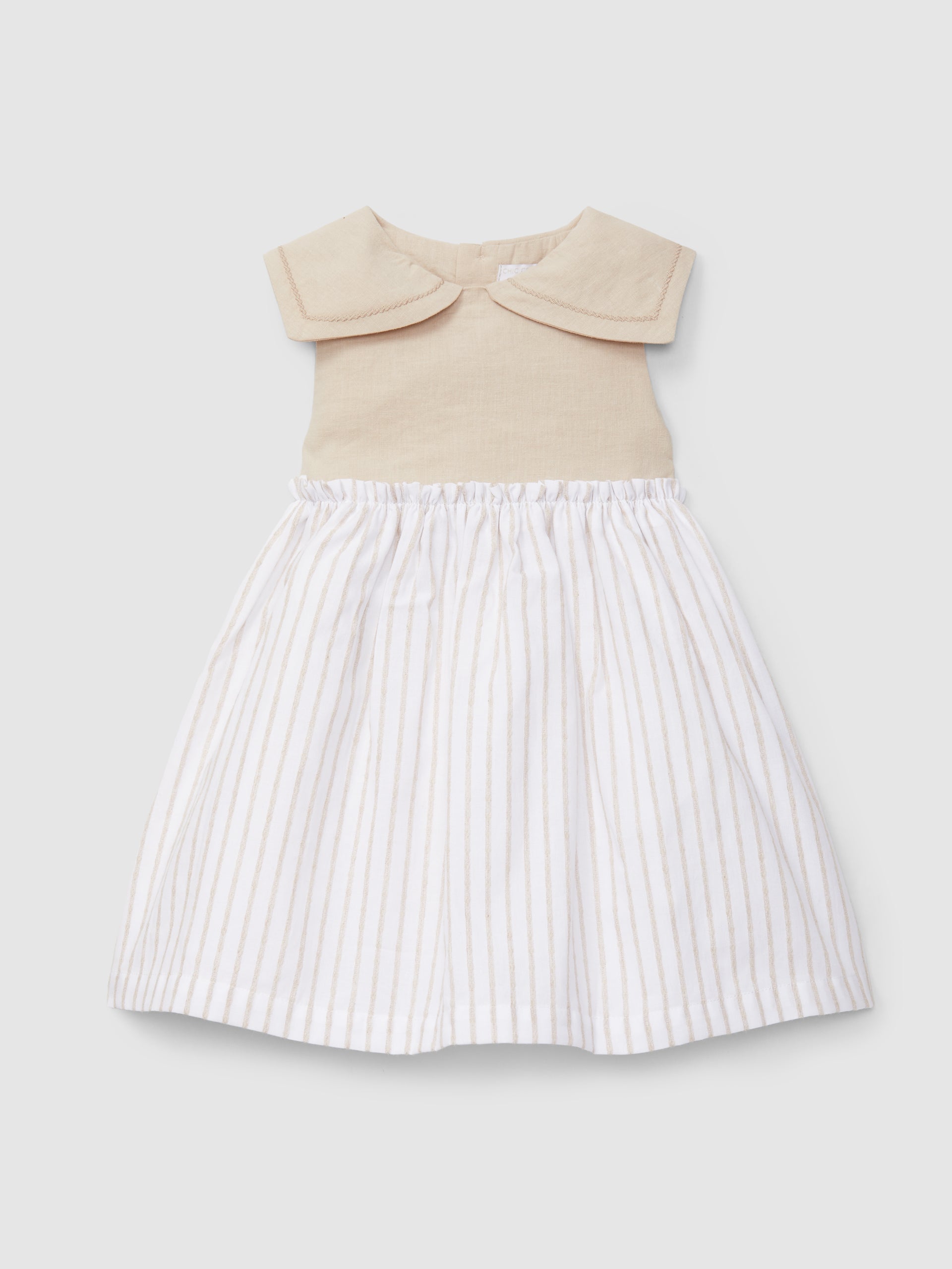 Vestido rayas en relieve y lino