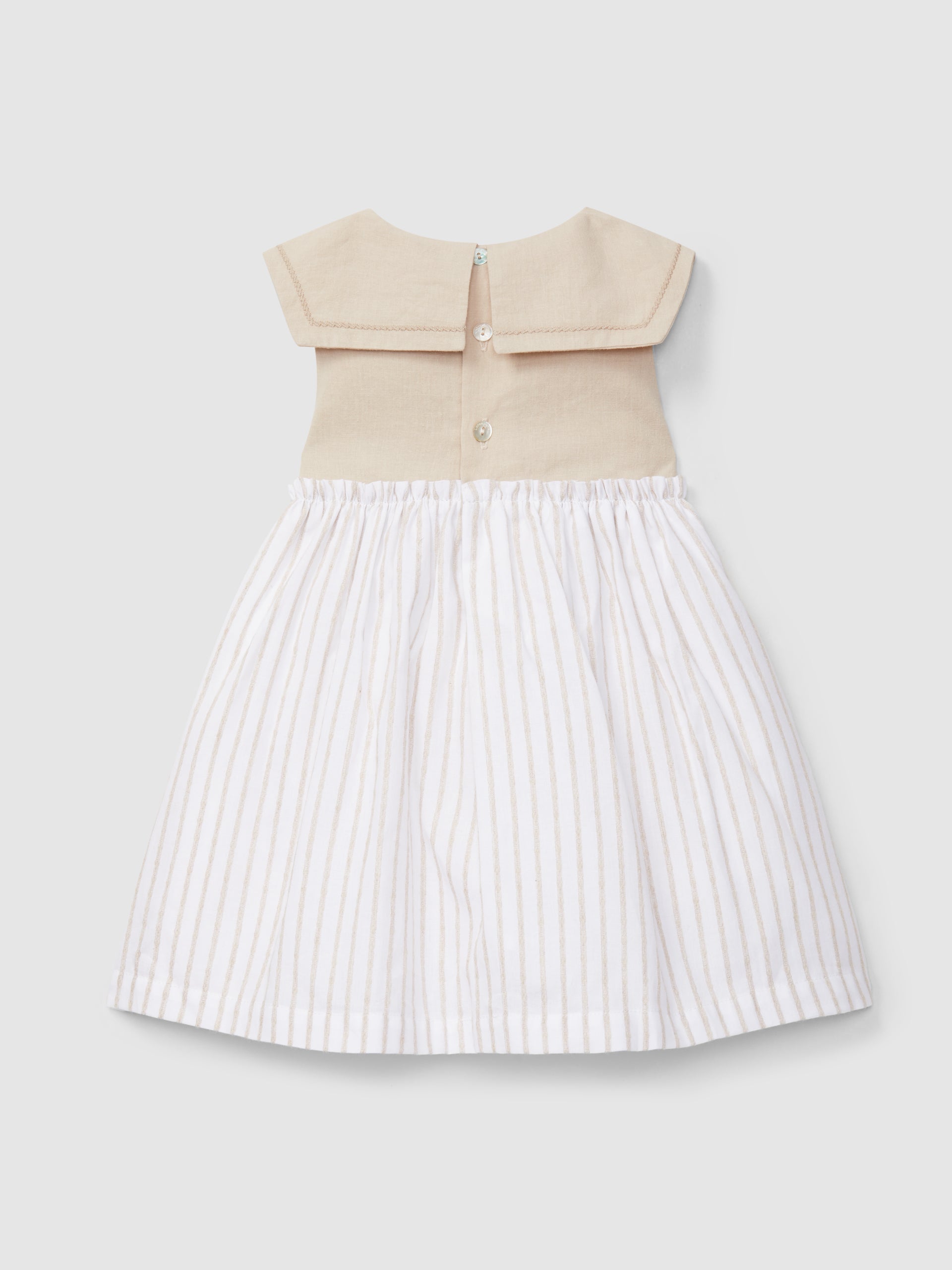 Vestido rayas en relieve y lino