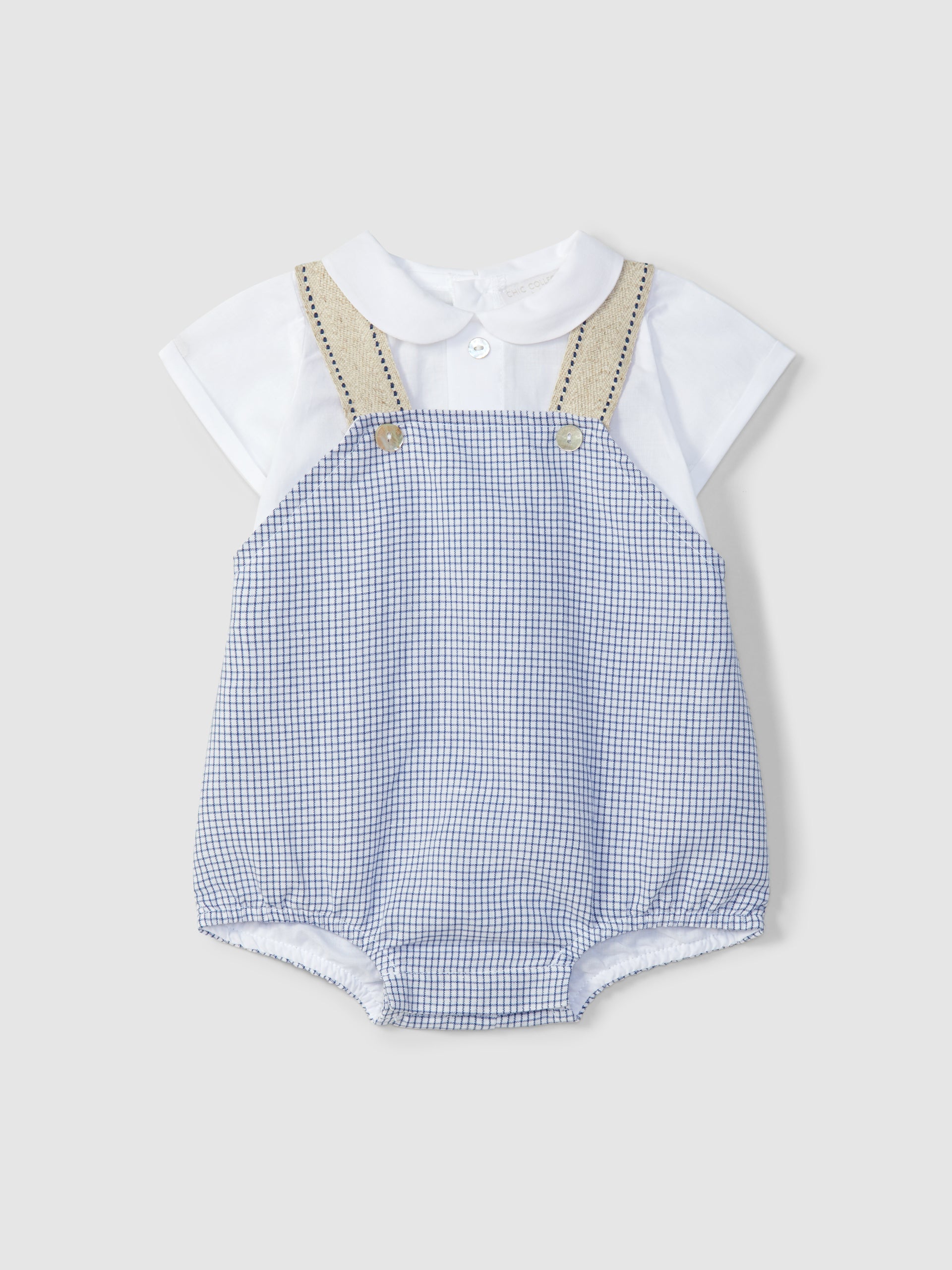 Two-in-one checkered romper