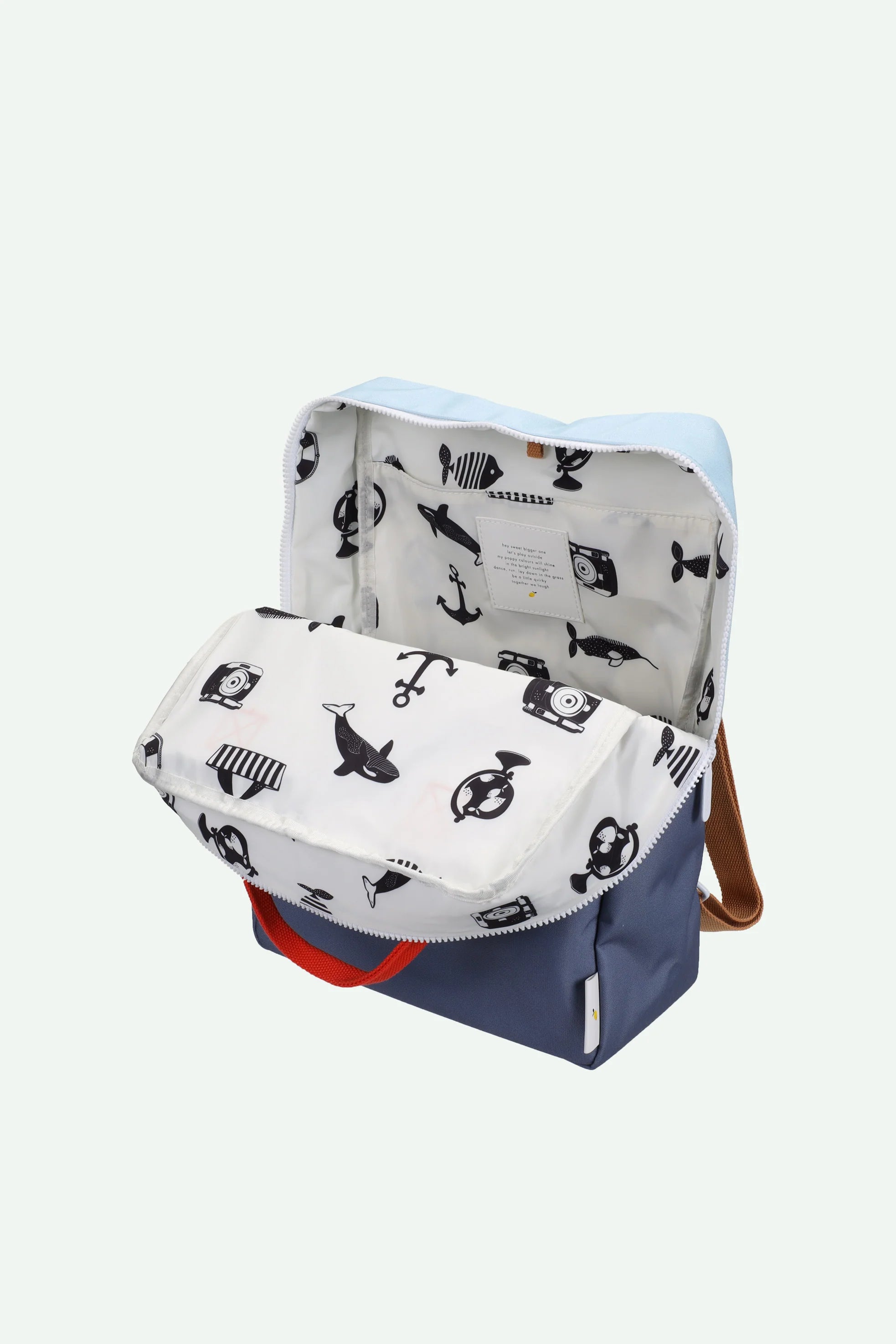 Backpack large colourblocking zissou blue + blue whale