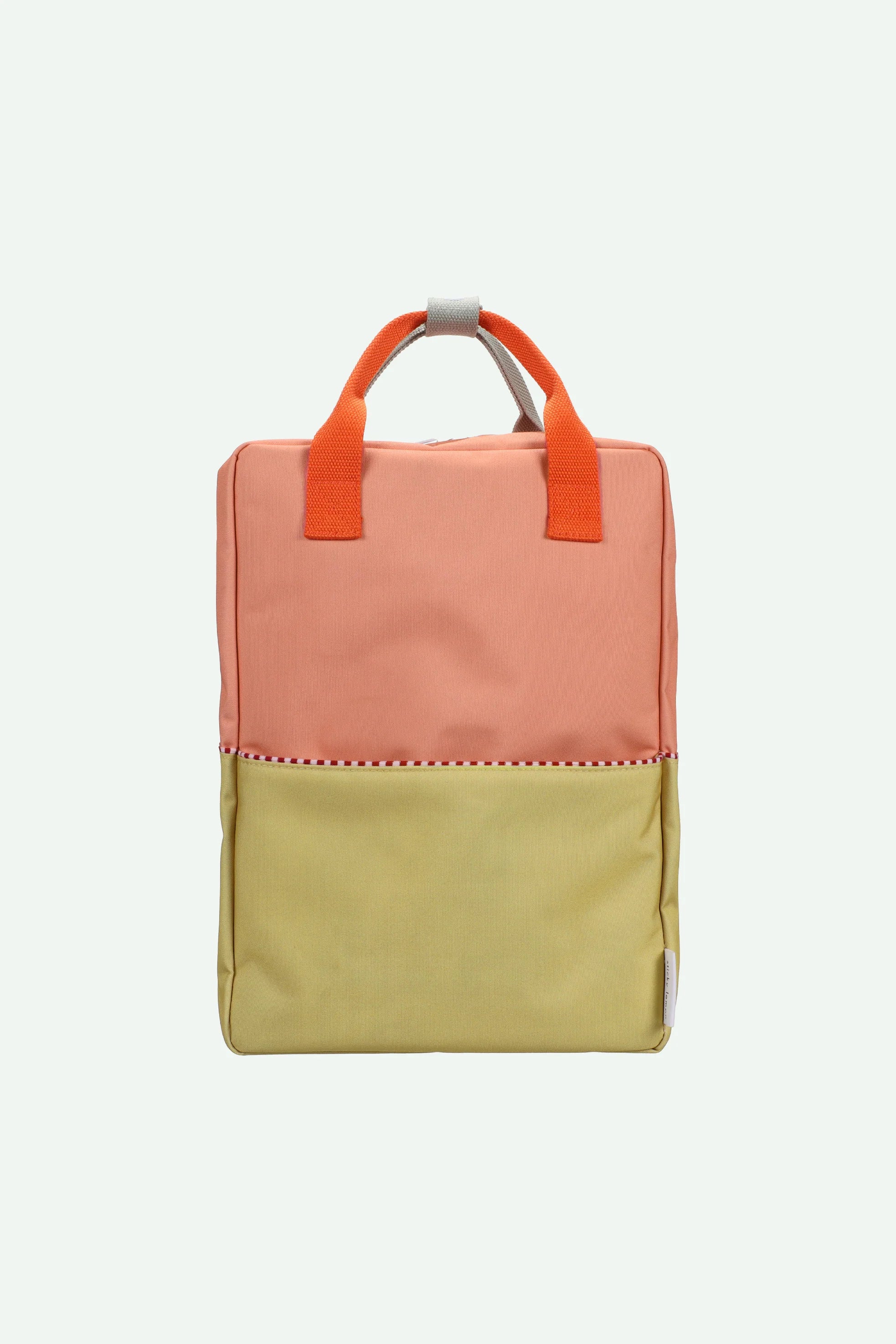 Backpack large colourblocking coral pink + reed green
